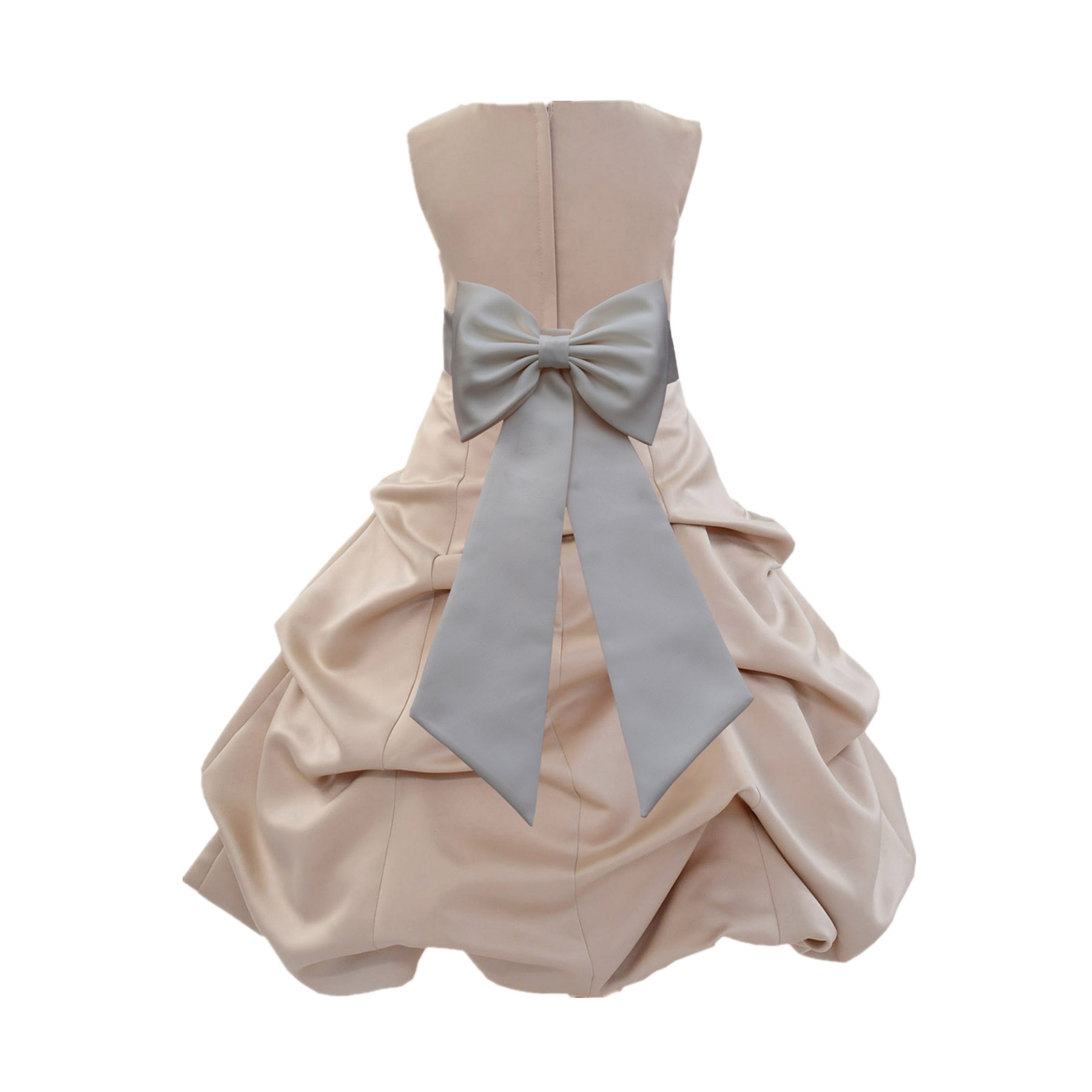 Champagne/Ivory Satin Pick-Up Bubble Flower Girl Dress Special Occasion 808T