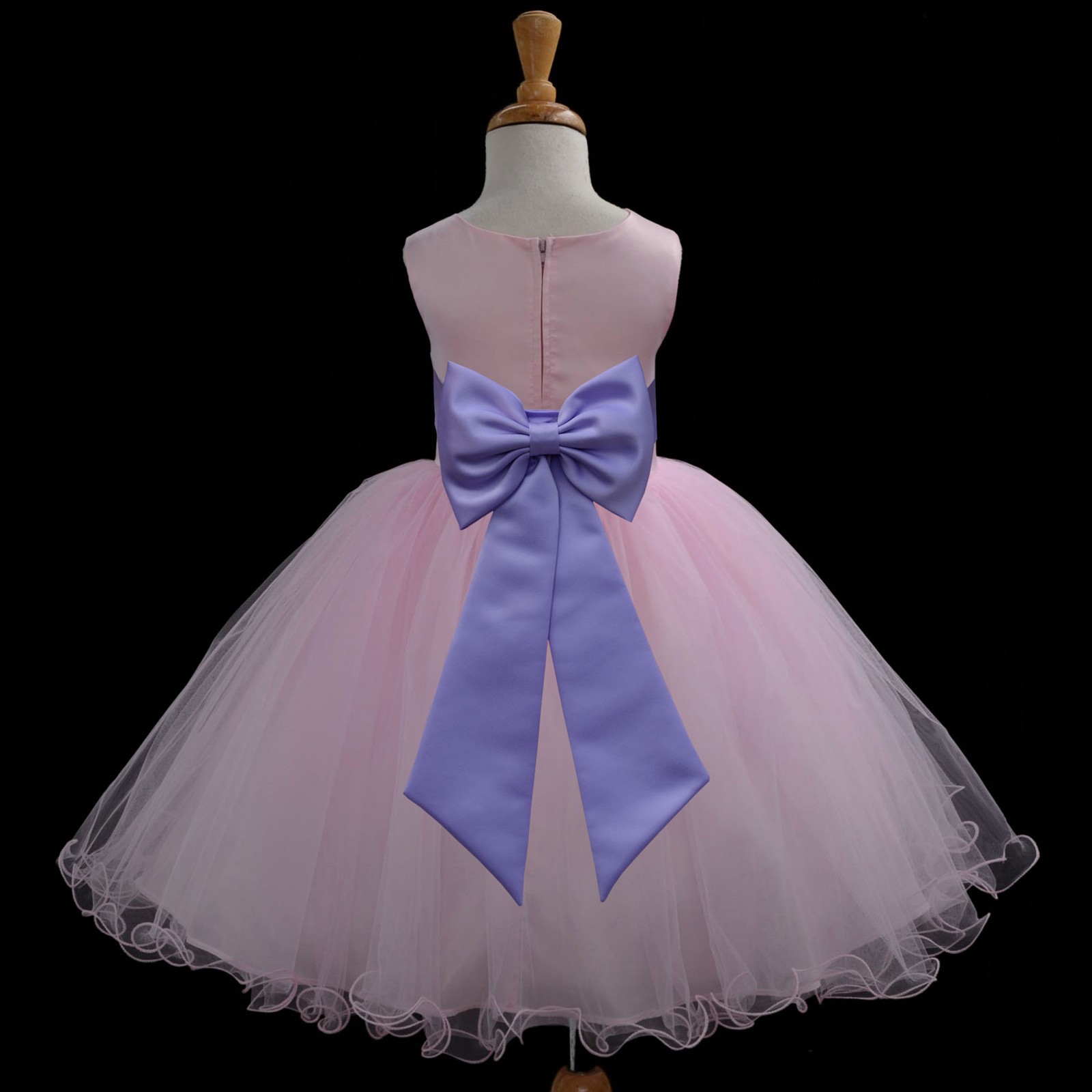 Pink/Lilac Tulle Rattail Edge Flower Girl Dress Fairy Princess 829T