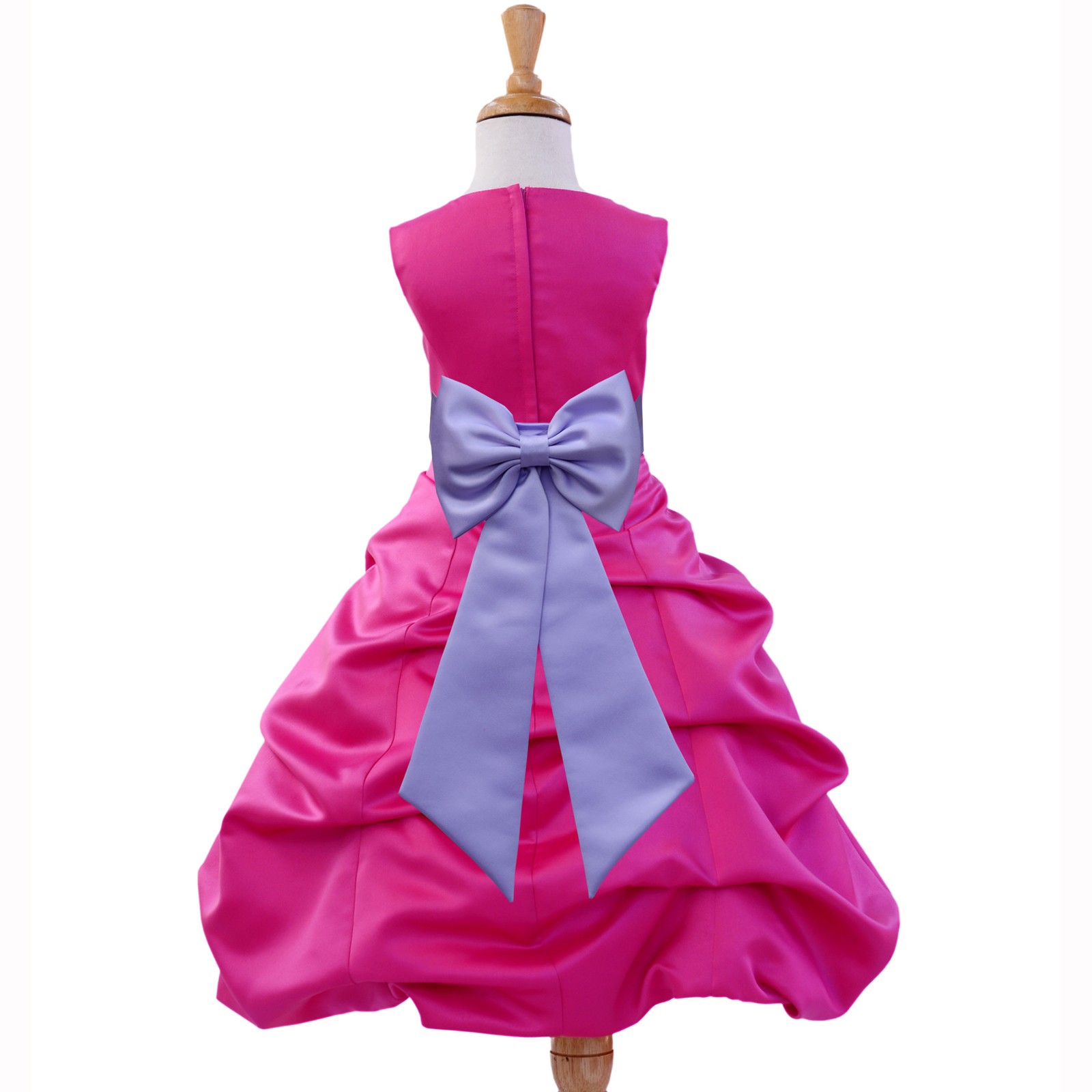 Fuchsia/Lilac Satin Pick-Up Bubble Flower Girl Dress Elegant 808T