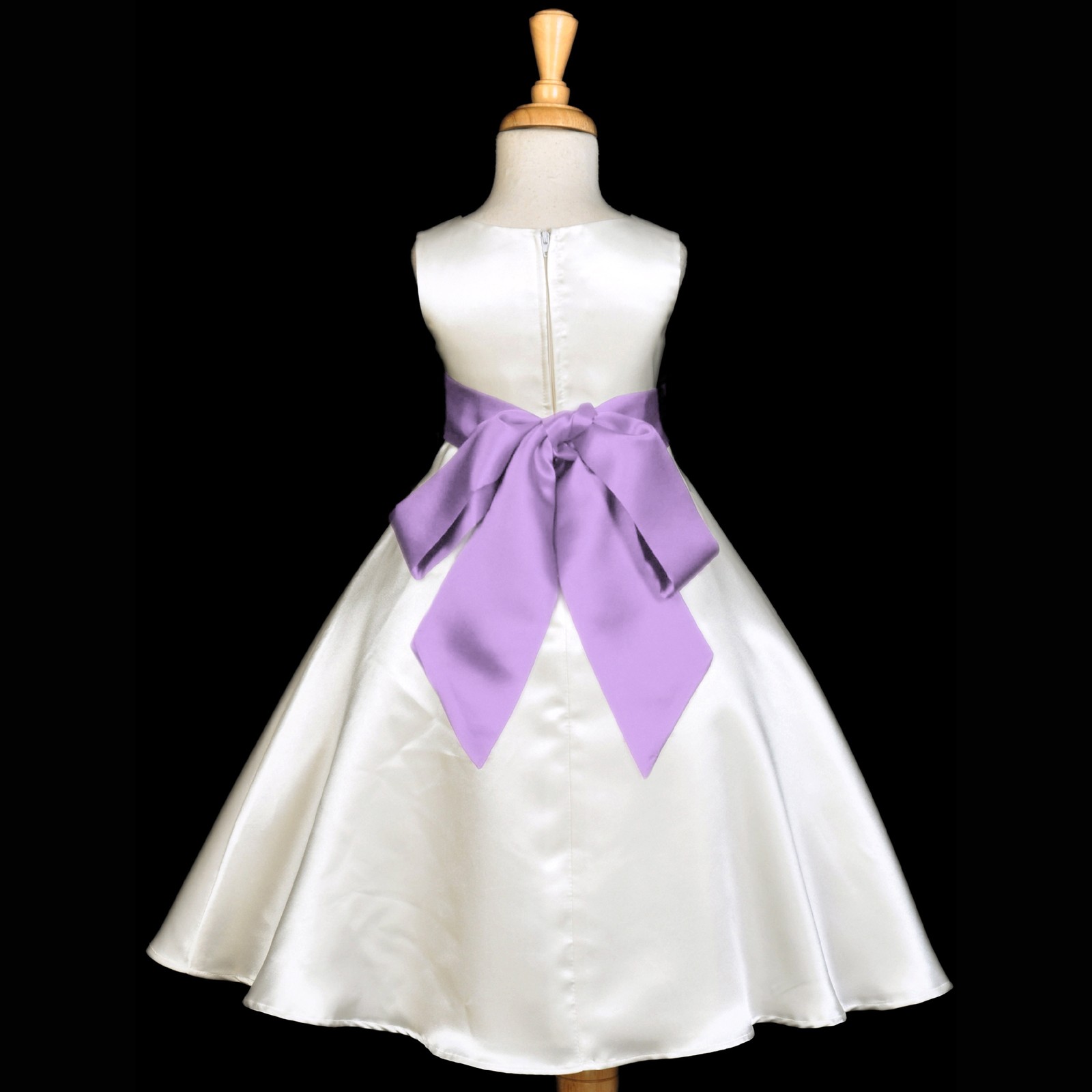 Ivory/Lilac A-Line Satin Flower Girl Dress Pageant Reception 821S