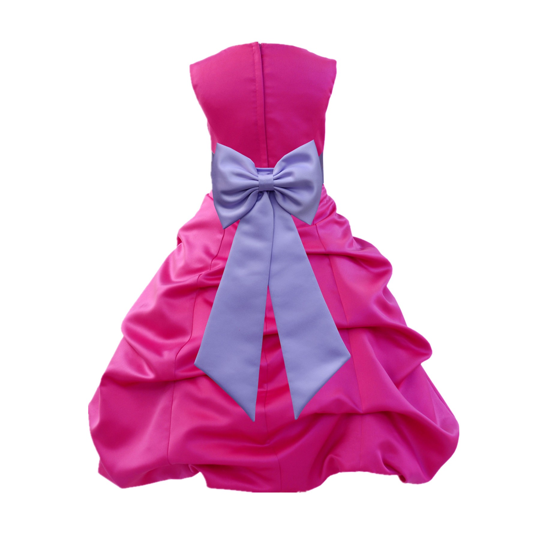 Fuchsia/Lilac Satin Pick-Up Bubble Flower Girl Dress Christmas Easter 808T