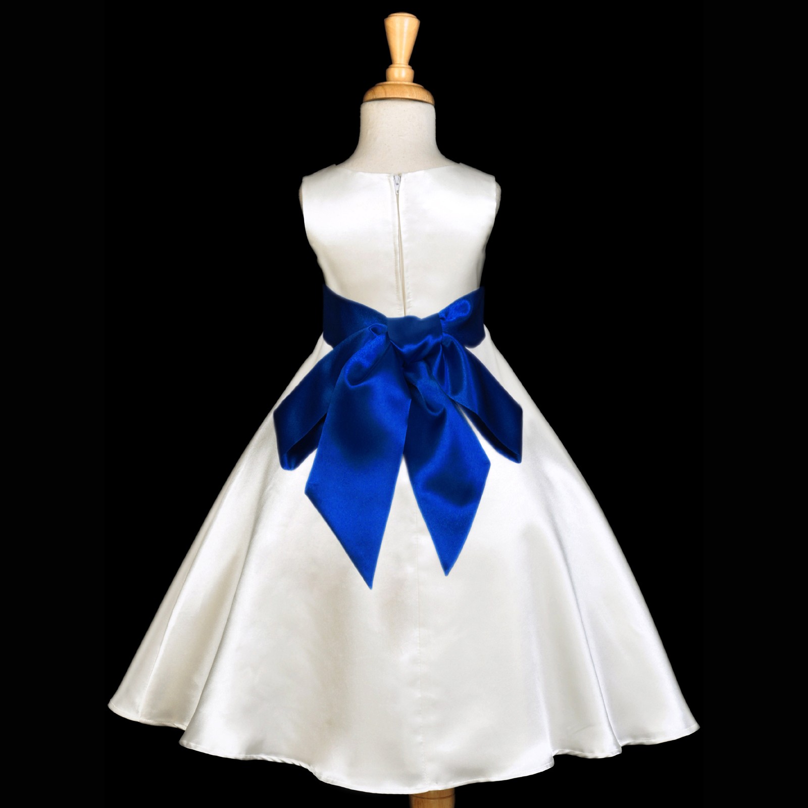 Ivory/Navy A-Line Satin Flower Girl Dress Pageant Reception 821S