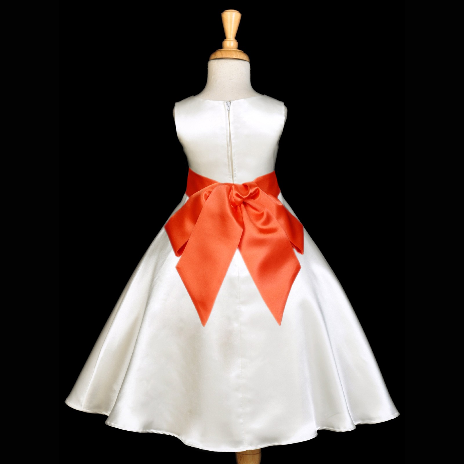 Ivory/Orange A-Line Satin Flower Girl Dress Pageant Reception 821S
