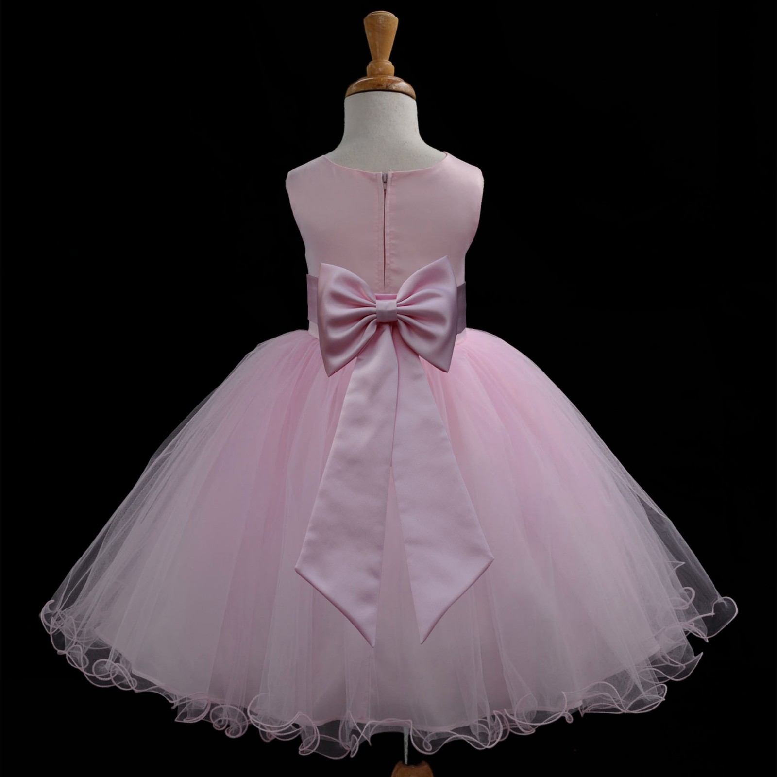 Pink/Pink Tulle Rattail Edge Flower Girl Dress Fairy Princess 829T