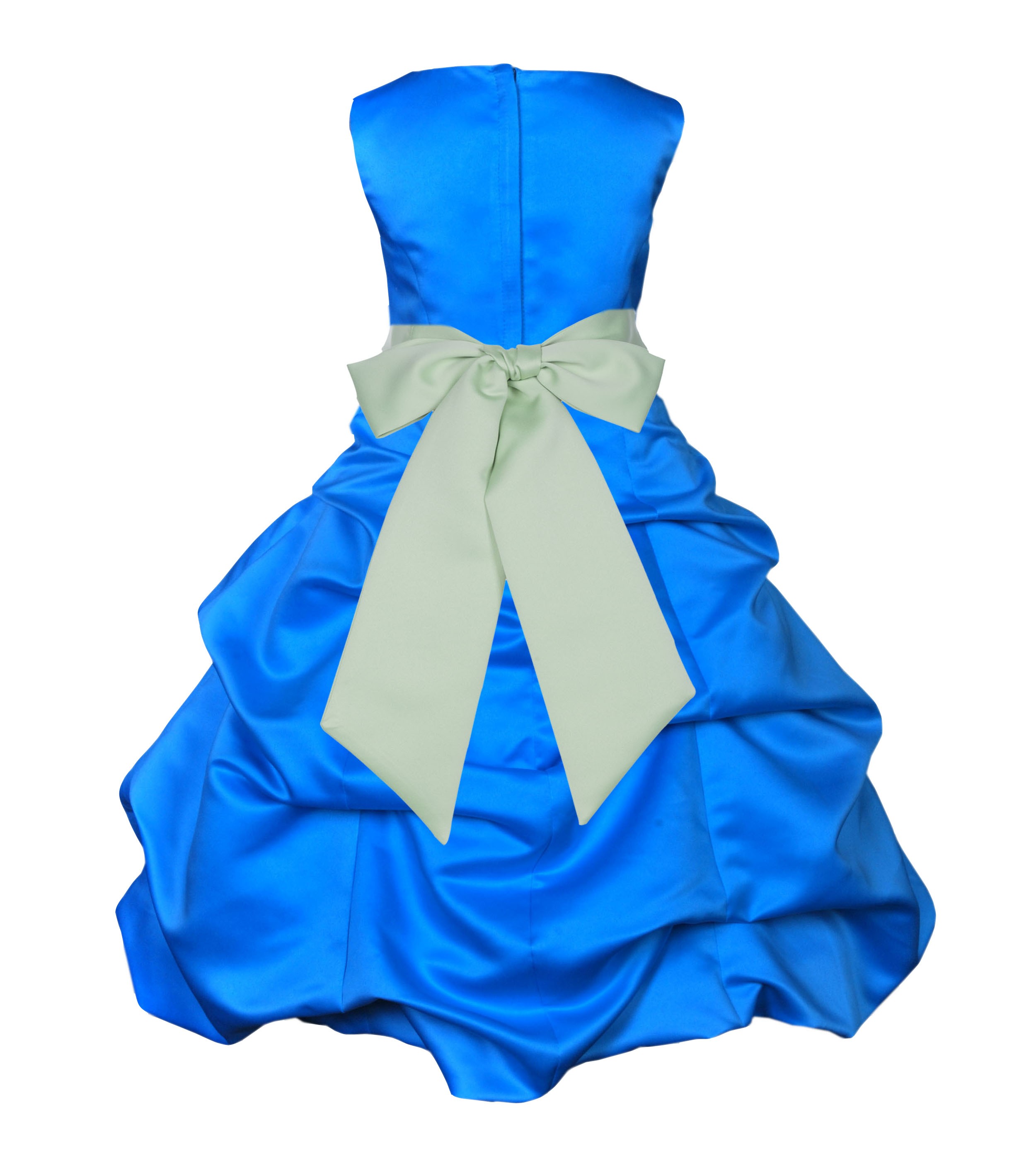 Royal Blue/Apple Green Satin-Pick-Up Bubble Flower Girl Dress 806S
