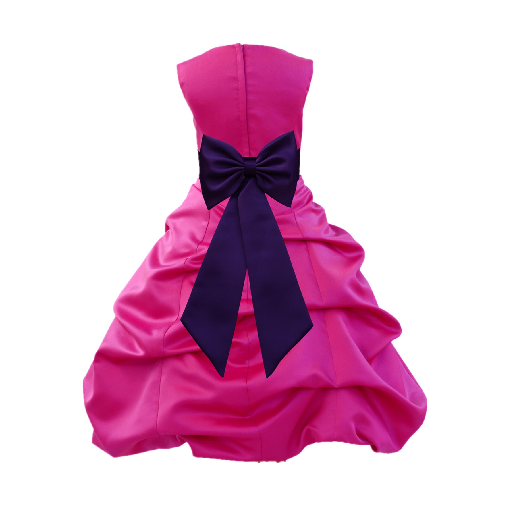 Fuchsia/Purple Satin Pick-Up Bubble Flower Girl Dress Christmas Easter 808T