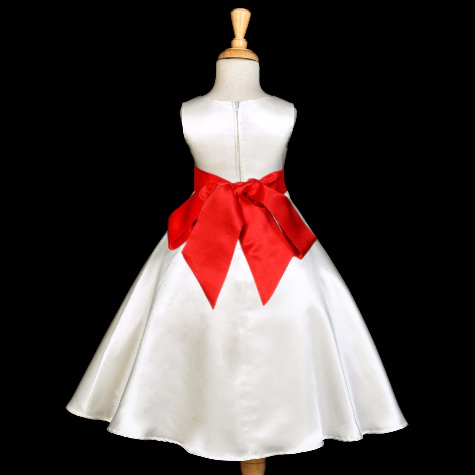 Ivory/Red A-Line Satin Flower Girl Dress Pageant Reception 821S