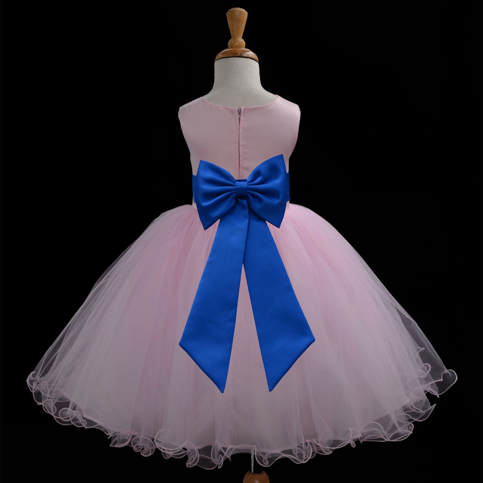 Pink/Royal Blue Tulle Rattail Edge Flower Girl Dress Fairy Princess 829T