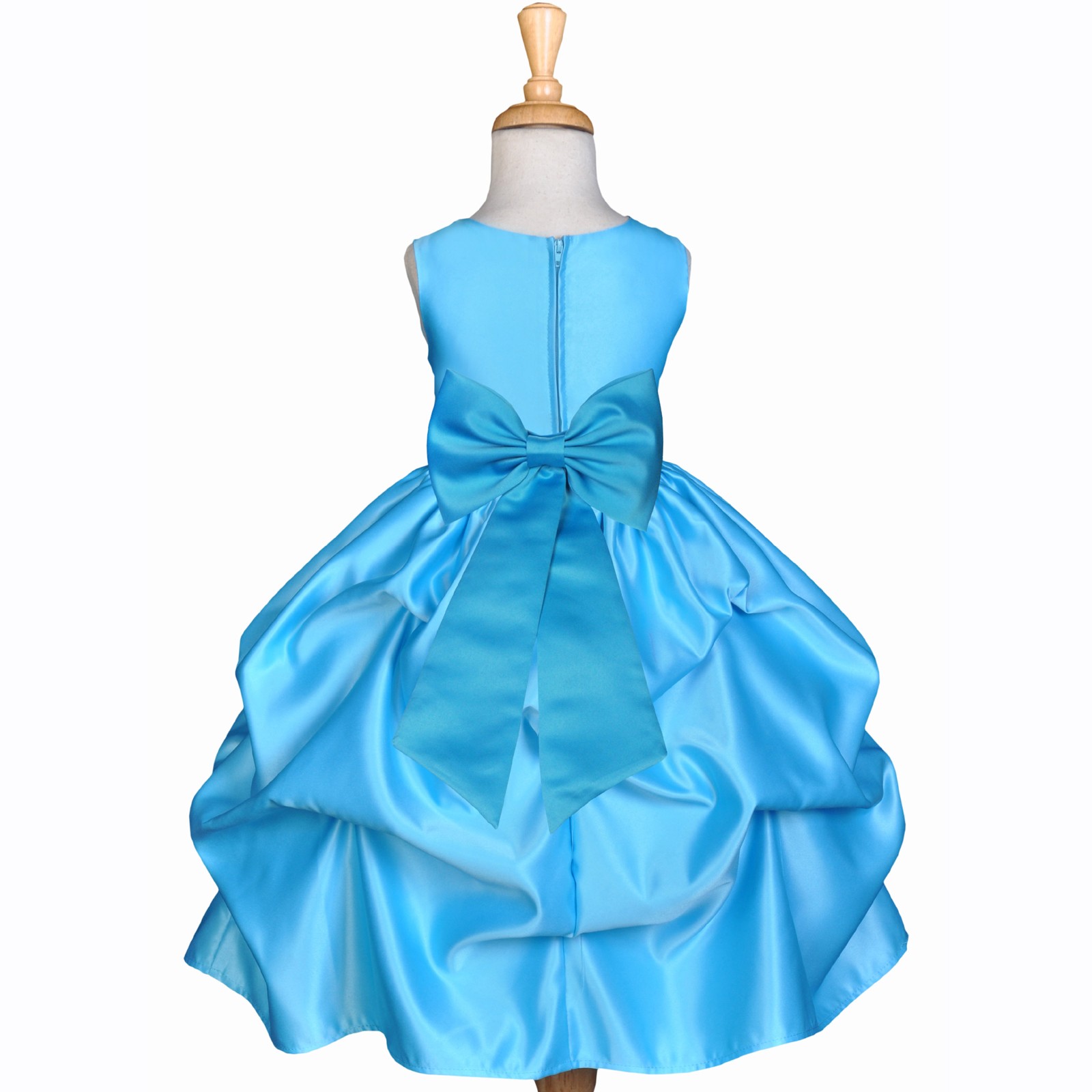 Turquoise/Turquoise Satin Pick-Up Flower Girl Dress Receptions 208T