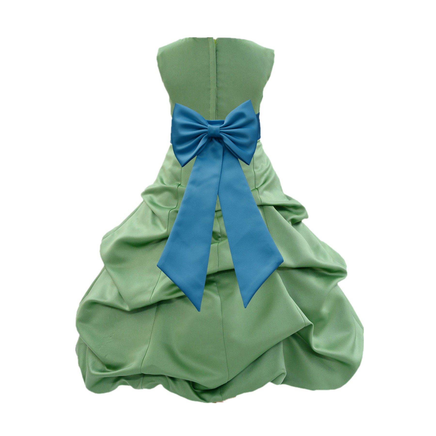 Clover/Turquoise Satin Pick-Up Bubble Flower Girl Dress Christmas Easter 808T