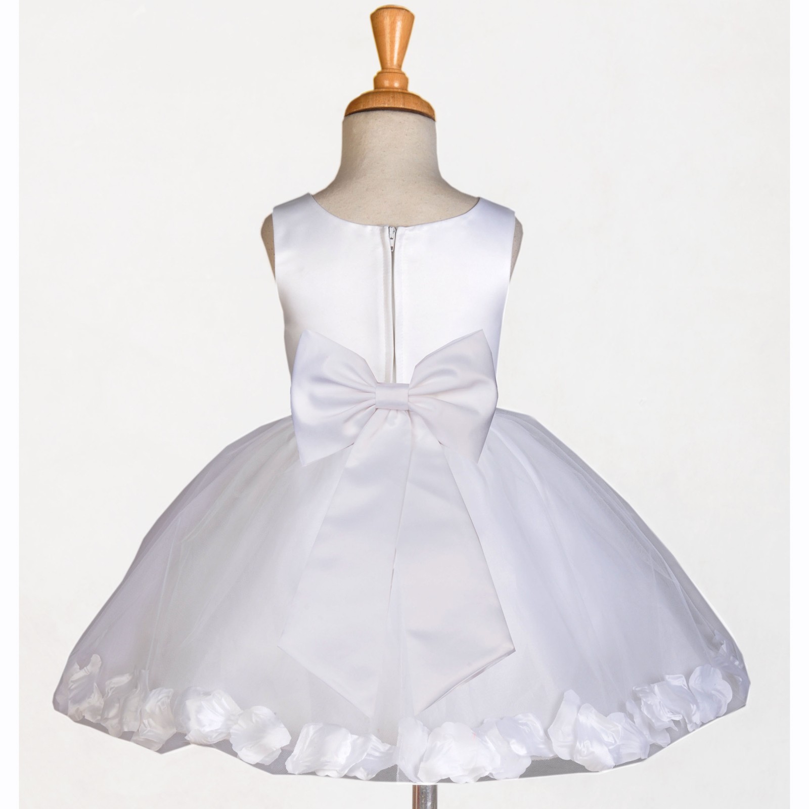 White/White Rose Petals Tulle Flower Girl Dress Wedding 305T