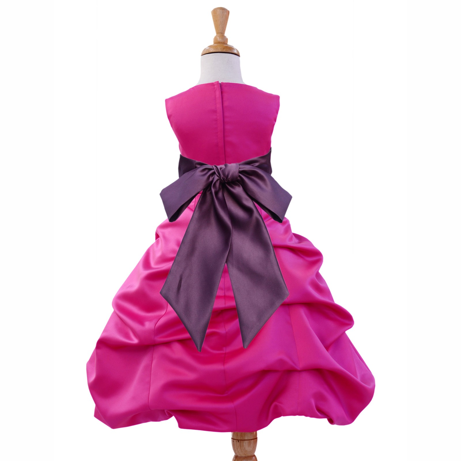 Fuchsia/Wisteria Satin Pick-Up Bubble Flower Girl Dress Elegant 806S