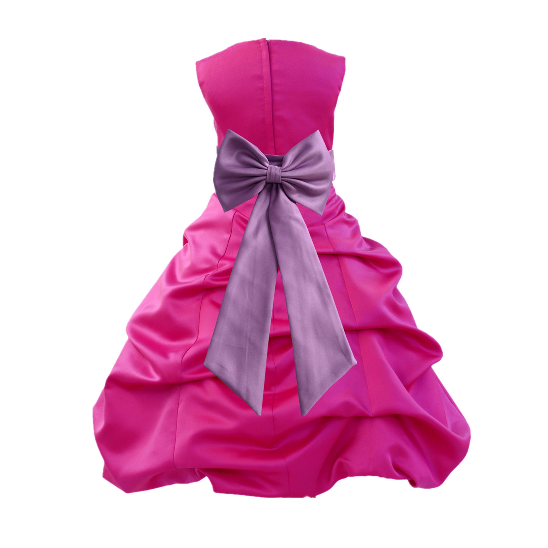 Fuchsia/Wisteria Satin Pick-Up Bubble Flower Girl Dress Christmas Easter 808T