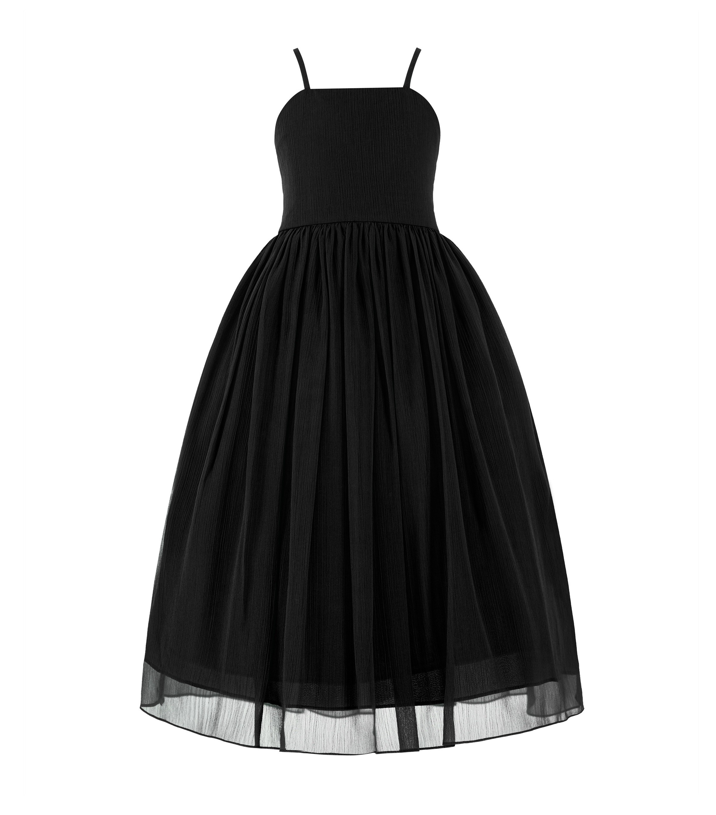 Black Criss Cross Chiffon Flower Girl Dress Summer Dresses 191
