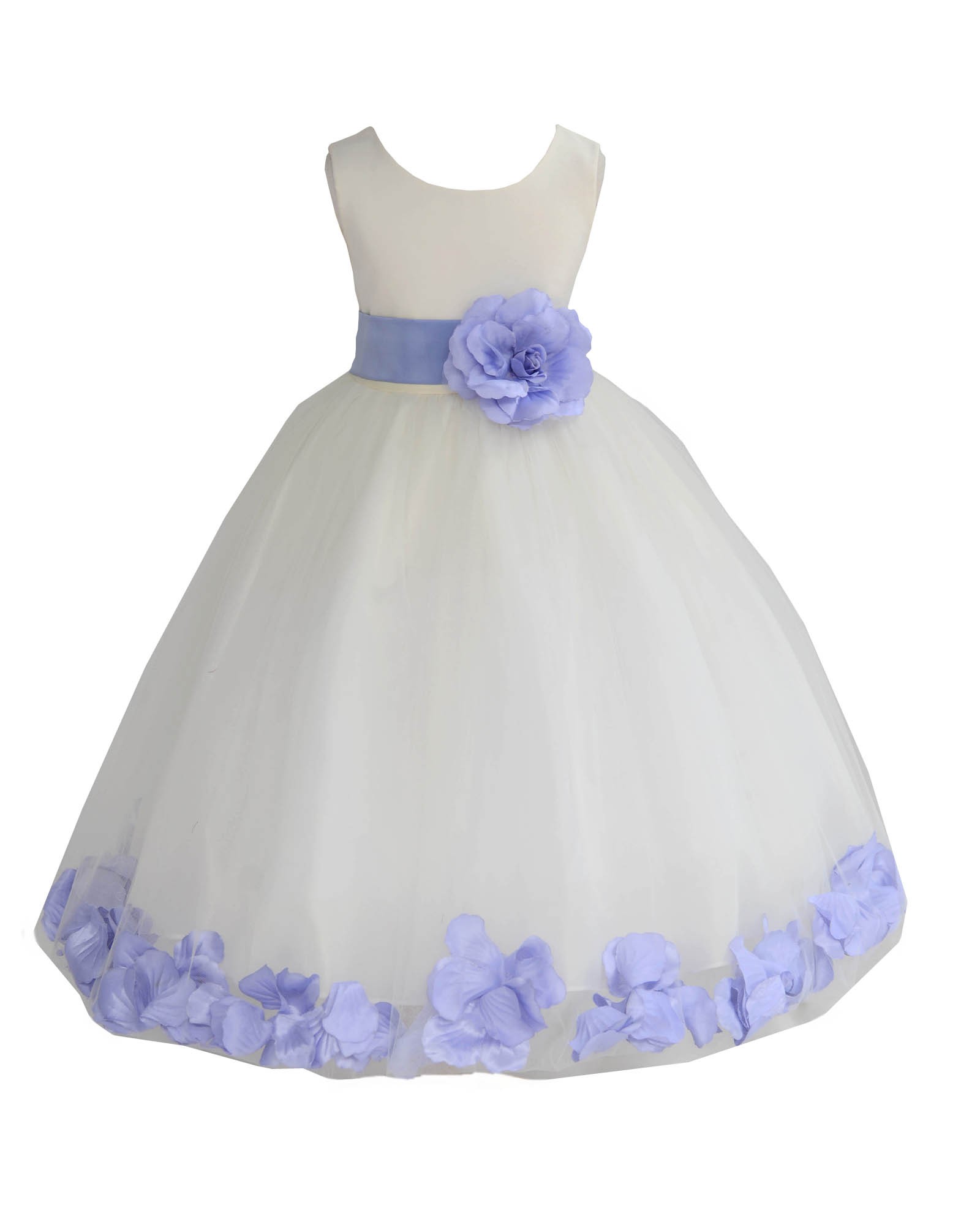 Ivory/Bluebird Tulle Rose Petals Flower Girl Dress Recital 302a