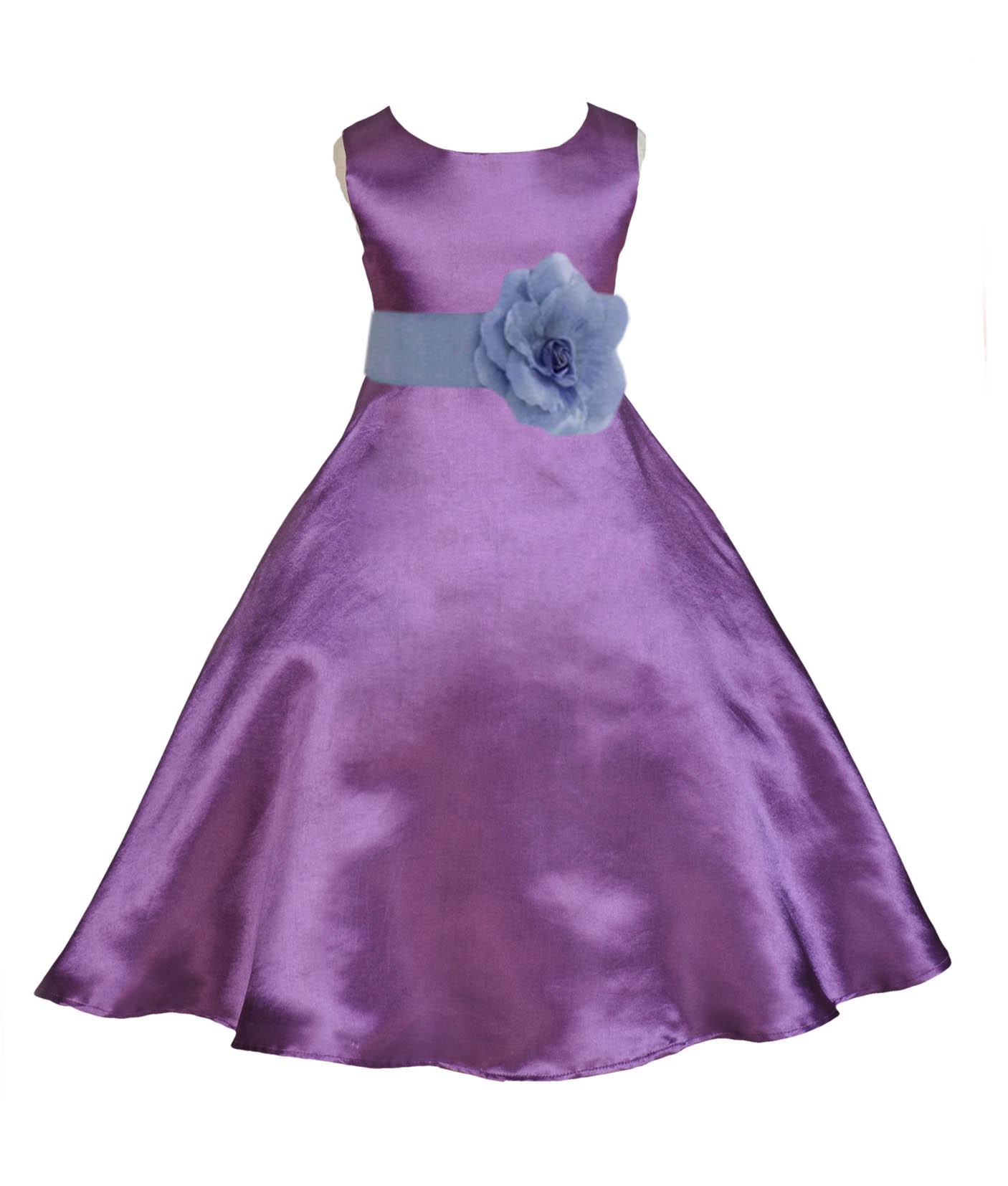 Purple/Bluebird A-Line Satin Flower Girl Dress Party Recital 821T
