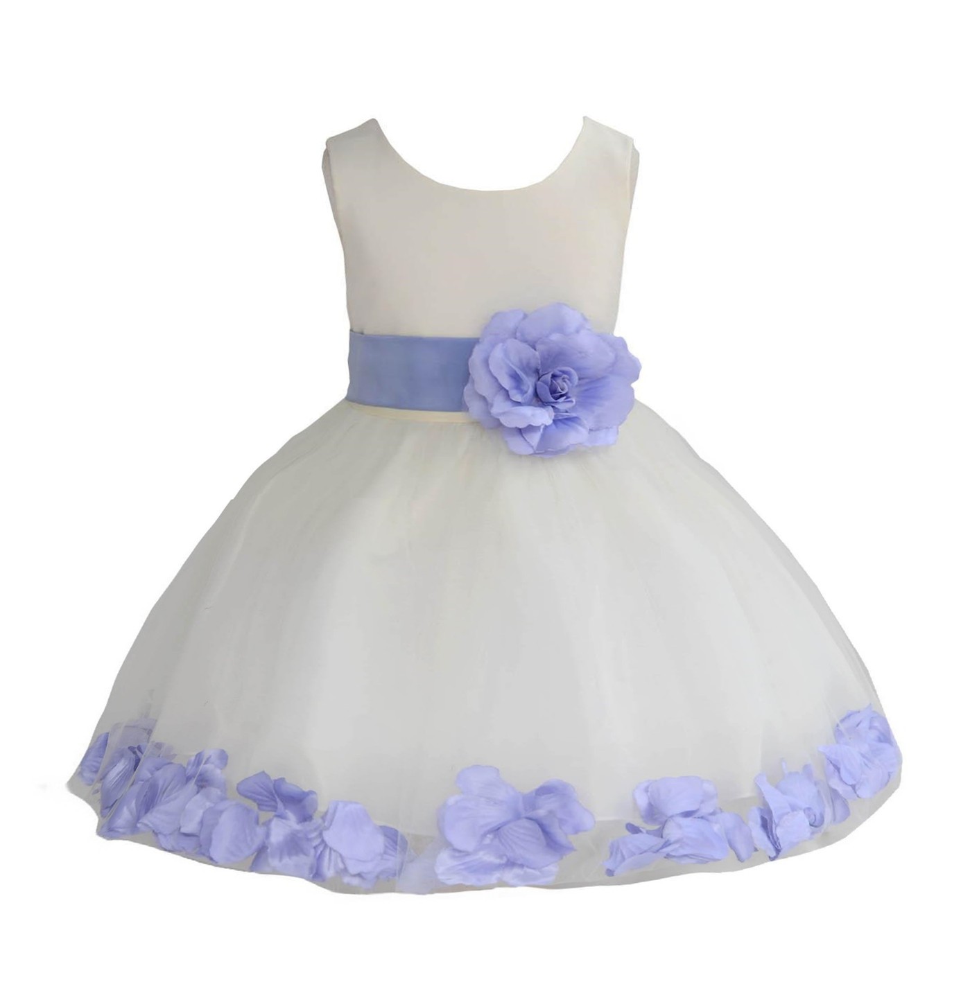 Ivory/Bluebird Rose Petals Tulle Flower Girl Dress Pageant 305T