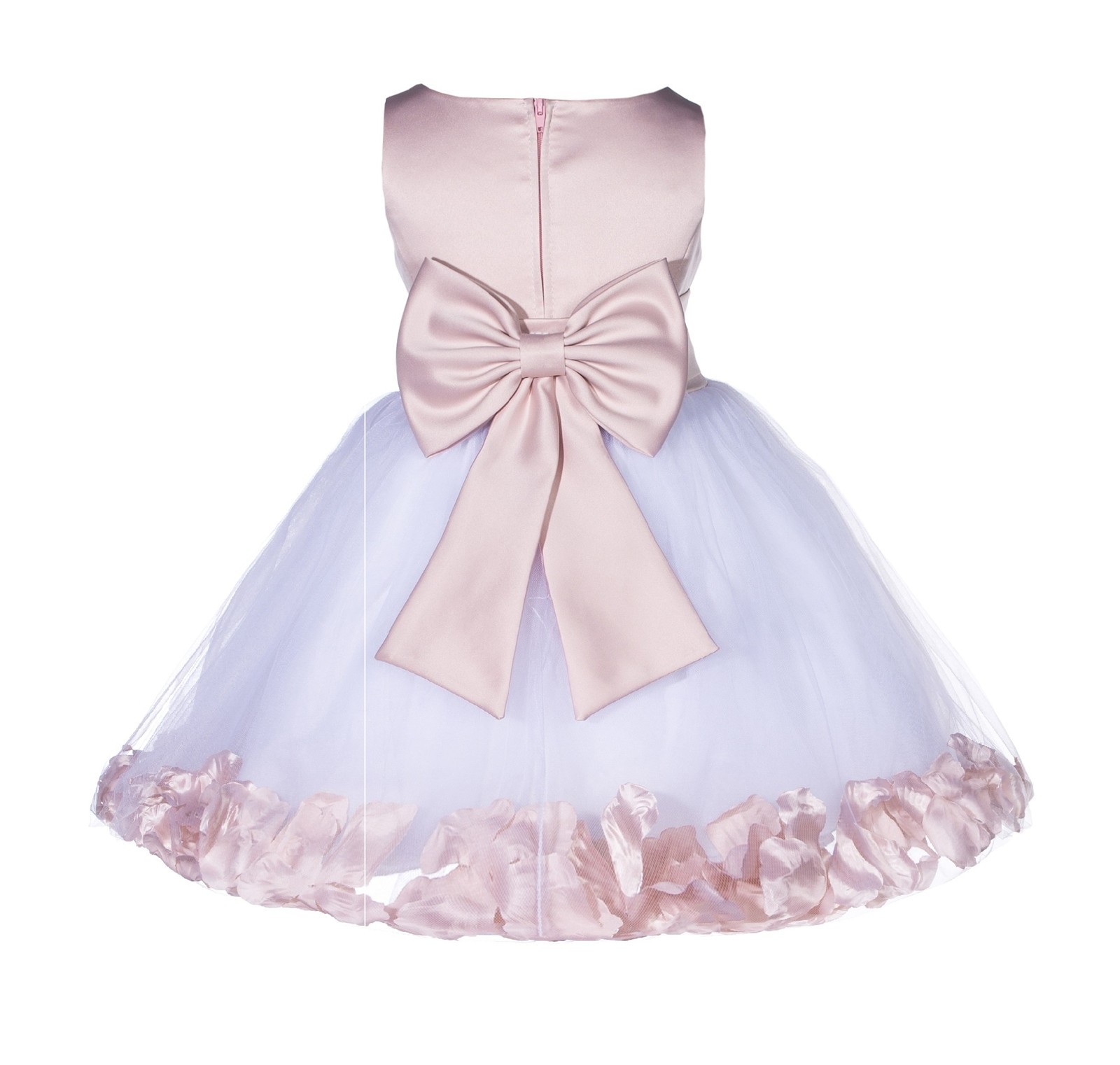 Blush Pink Rose Petals Tulle Flower Girl Dress Special Gown 305NT