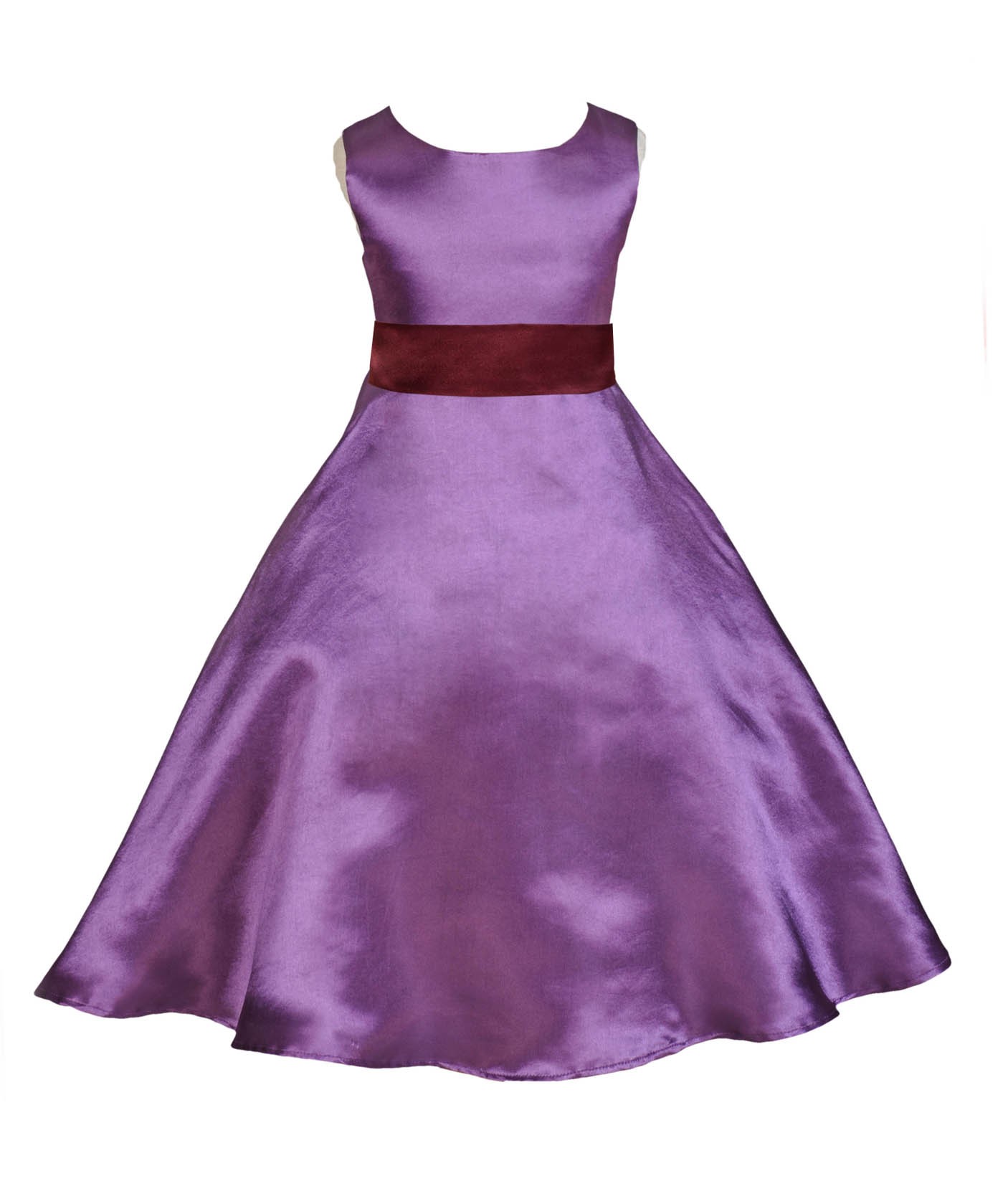 Purple/Burgundy A-Line Satin Flower Girl Dress Party Recital 821S