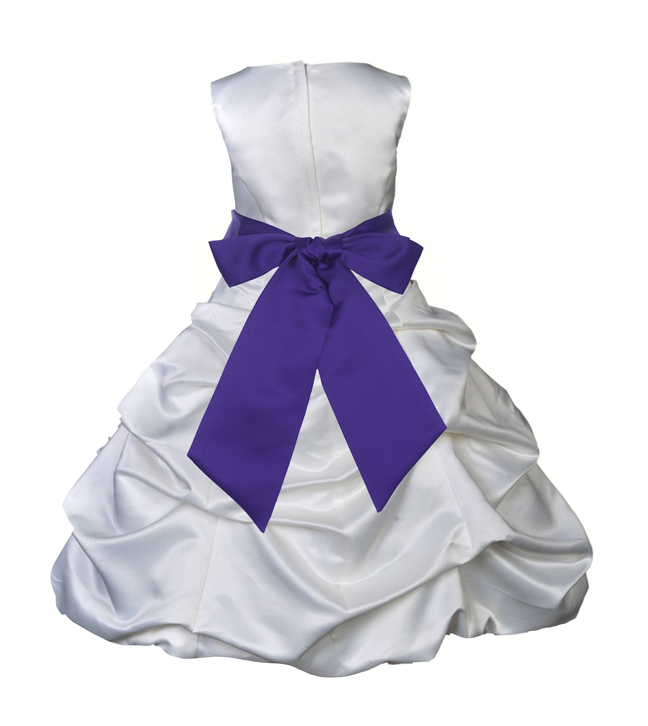 White/Cadbury Satin Pick-Up Bubble Flower Girl Dress V2 806S