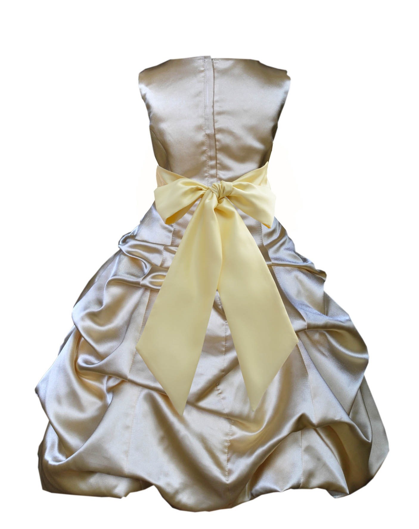 Gold/Canary Satin Pick-Up Bubble Flower Girl Dress Dazzling 806S