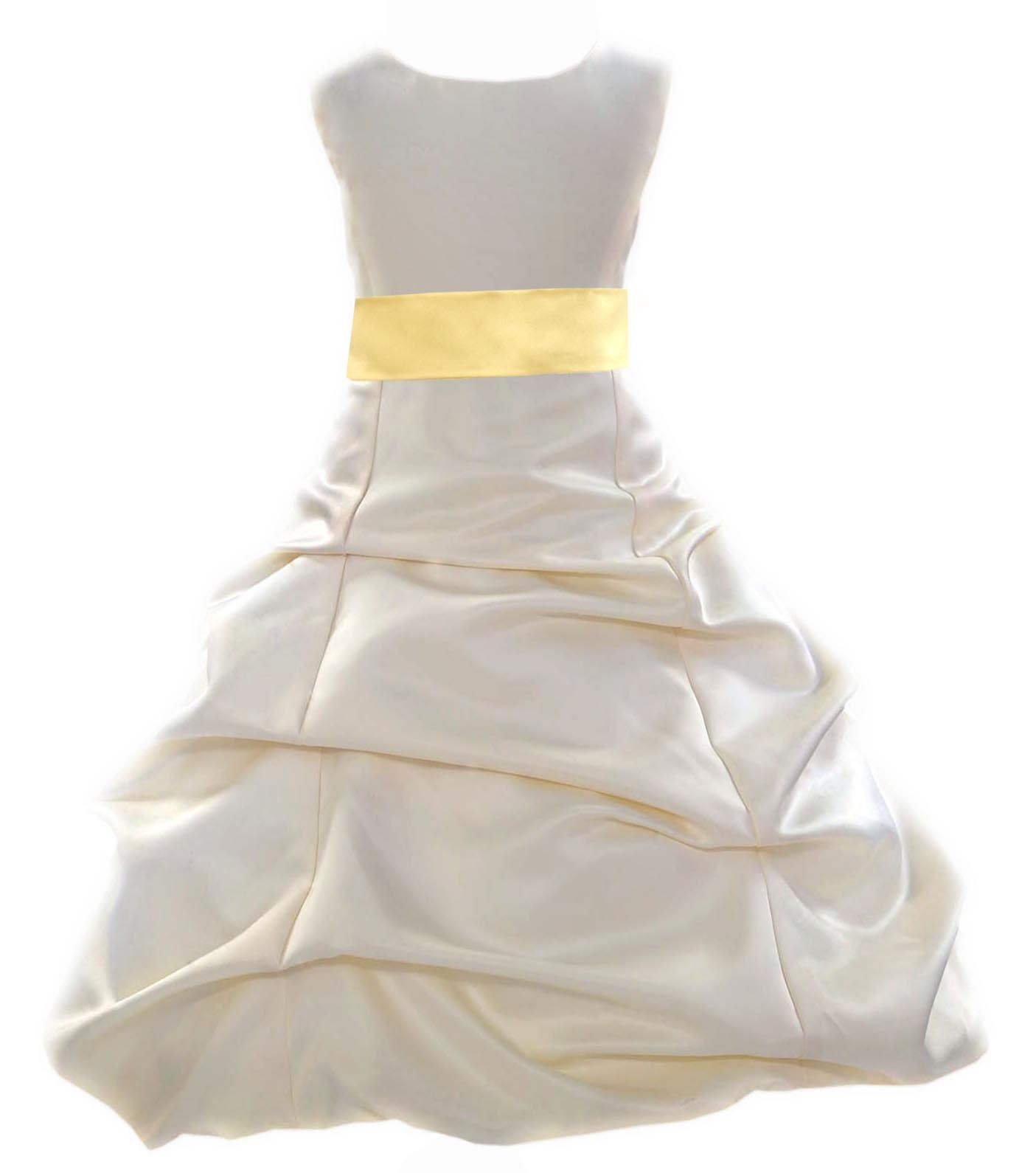 Ivory/Canary Satin Pick-Up Bubble Flower Girl Dress Bridesmaid 806S