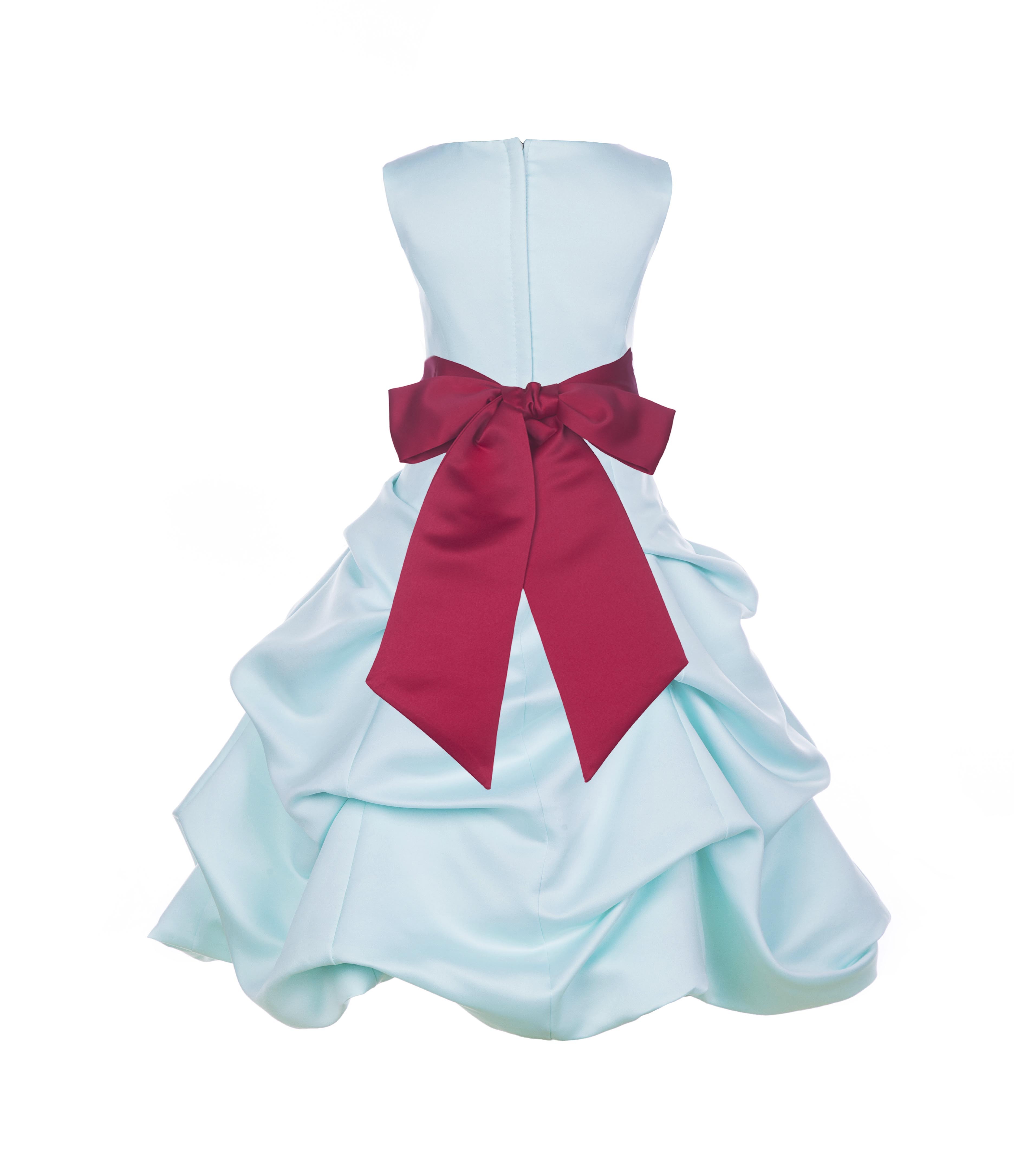 Mint/Cherry Satin Pick-Up Bubble Flower Girl Dress Party 806S