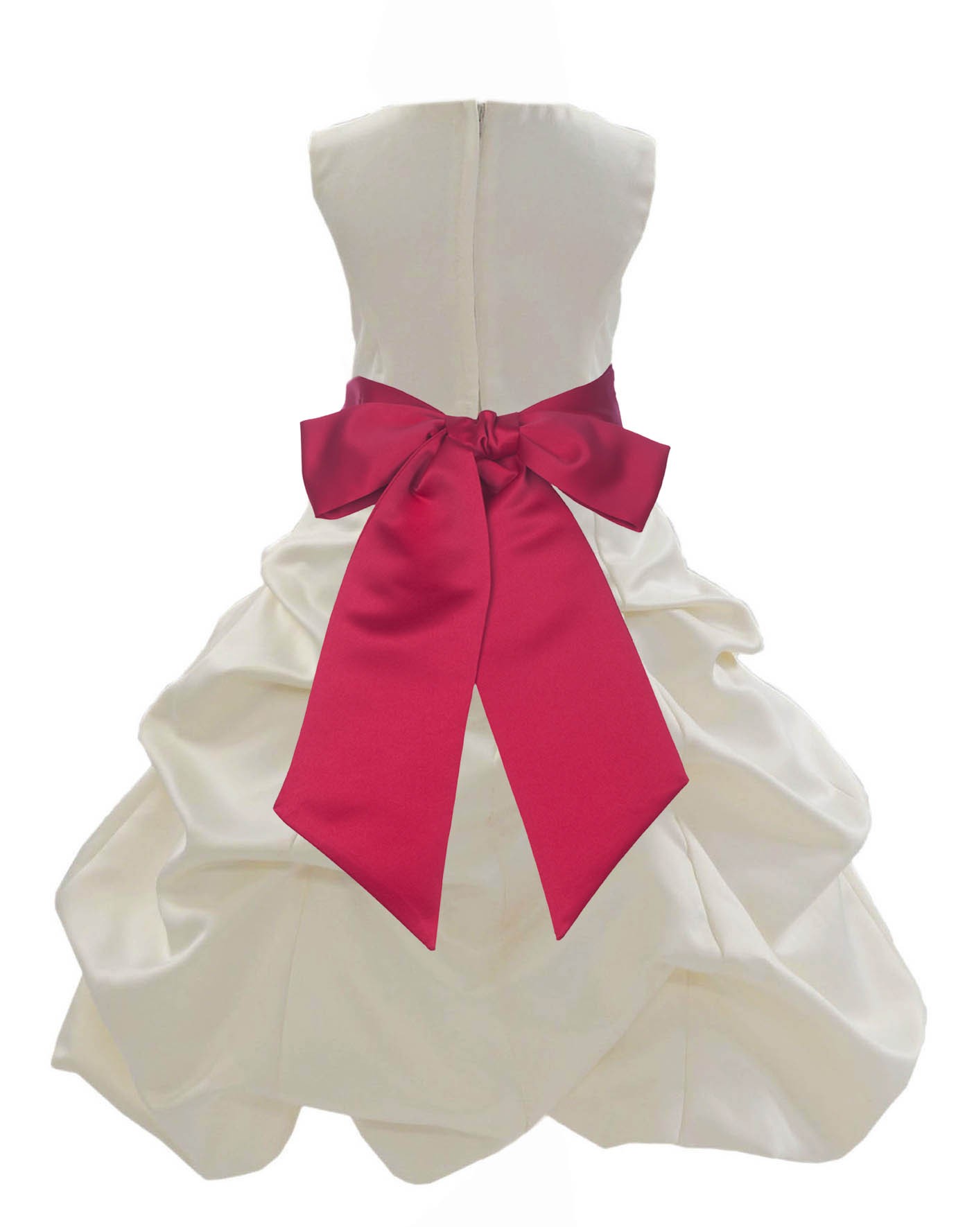 Ivory/Cherry Satin Pick-Up Bubble Flower Girl Dress Bridesmaid 806S