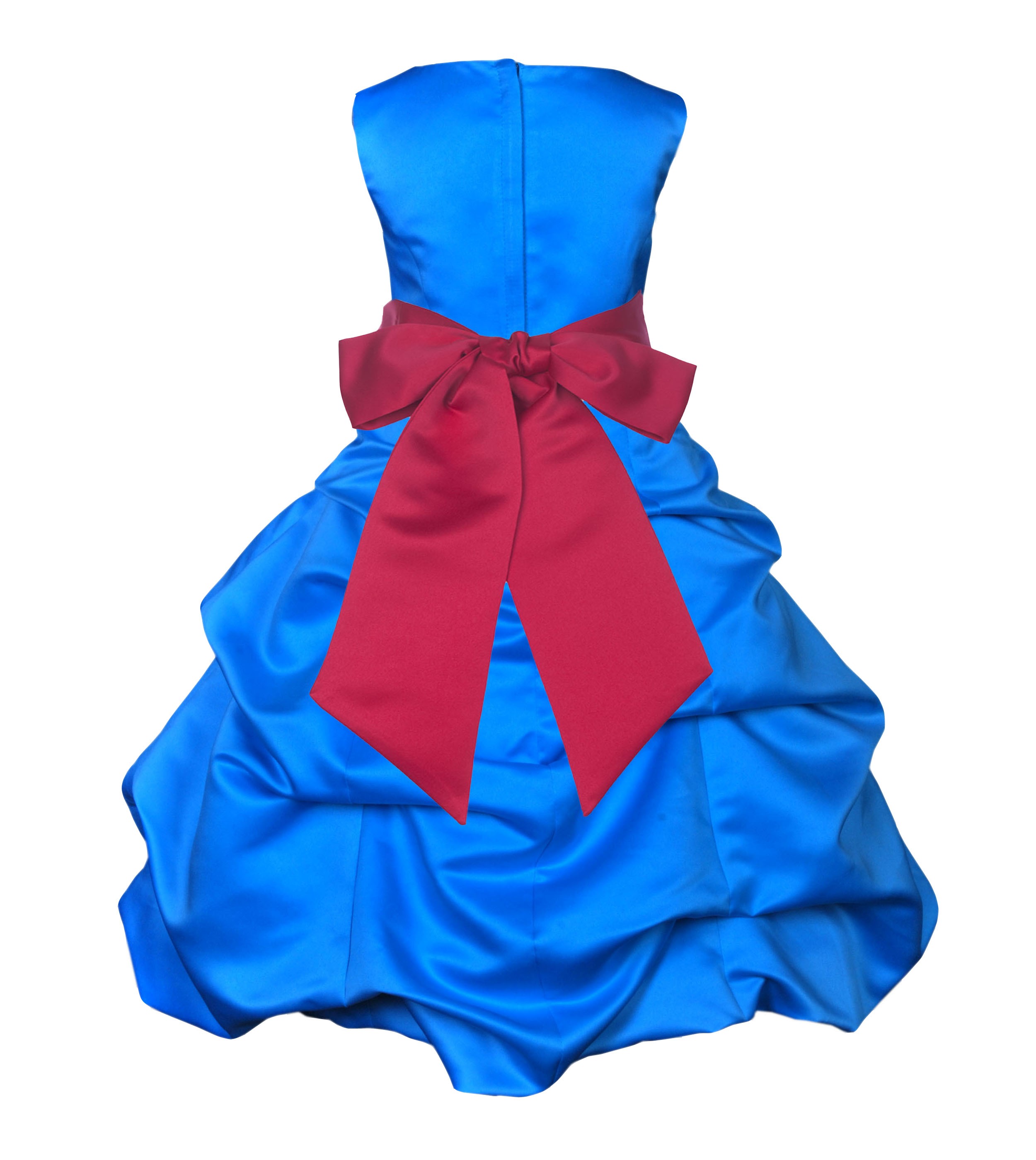 Royal Blue/Cherry Satin-Pick-Up Bubble Flower Girl Dress 806S