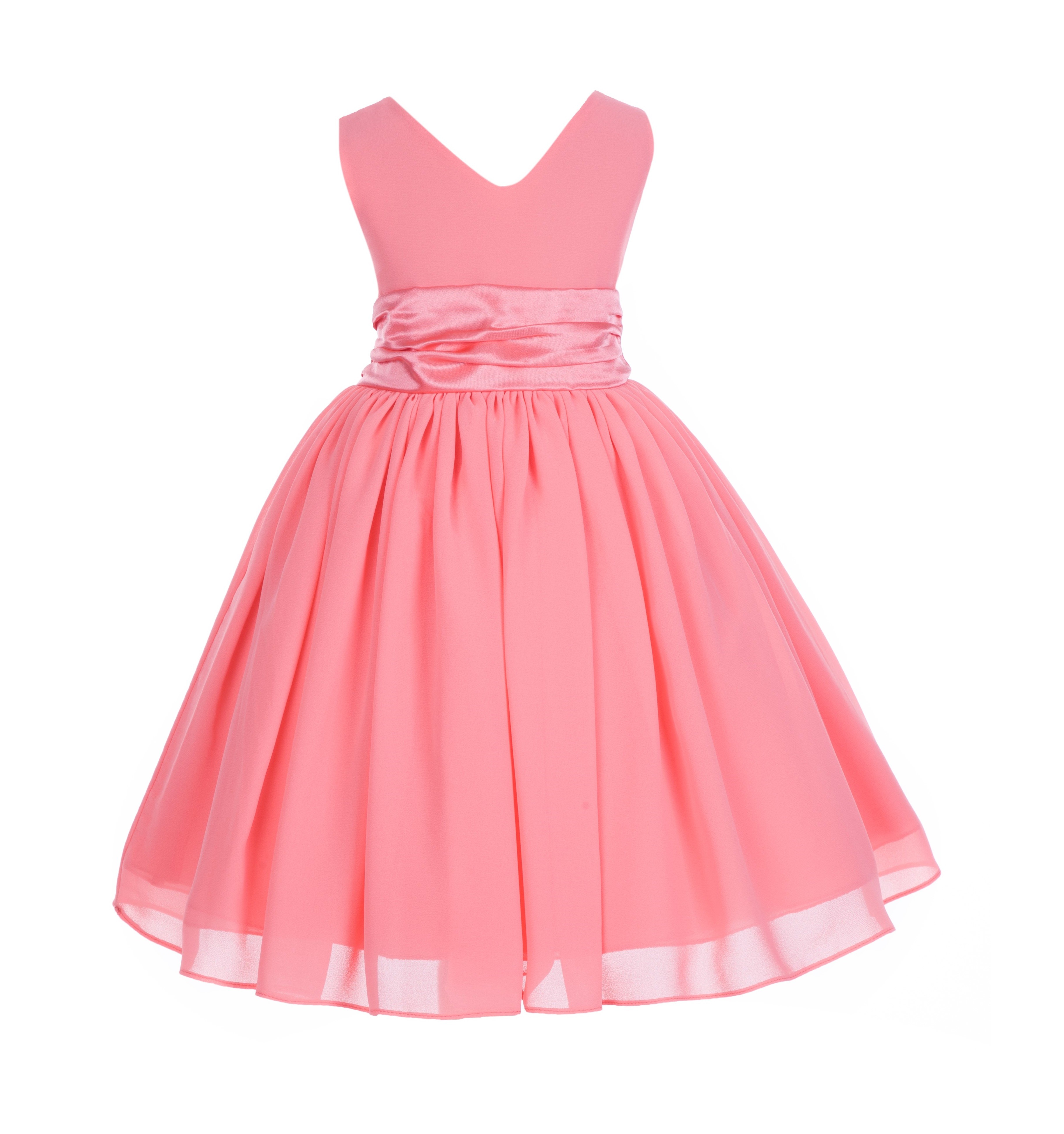 Coral V-Neck Yoryu Chiffon Flower Girl Dress Special Events 503