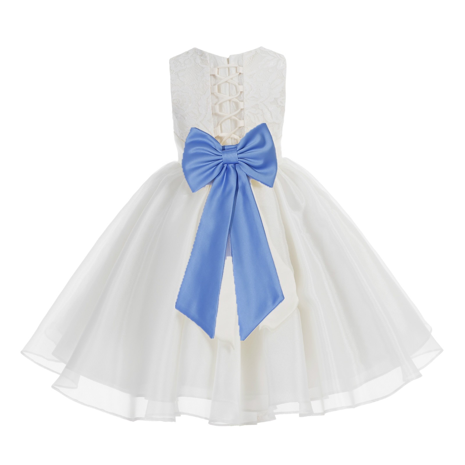 Ivory / Corn Flower Lace Organza Flower Girl Dress 186T