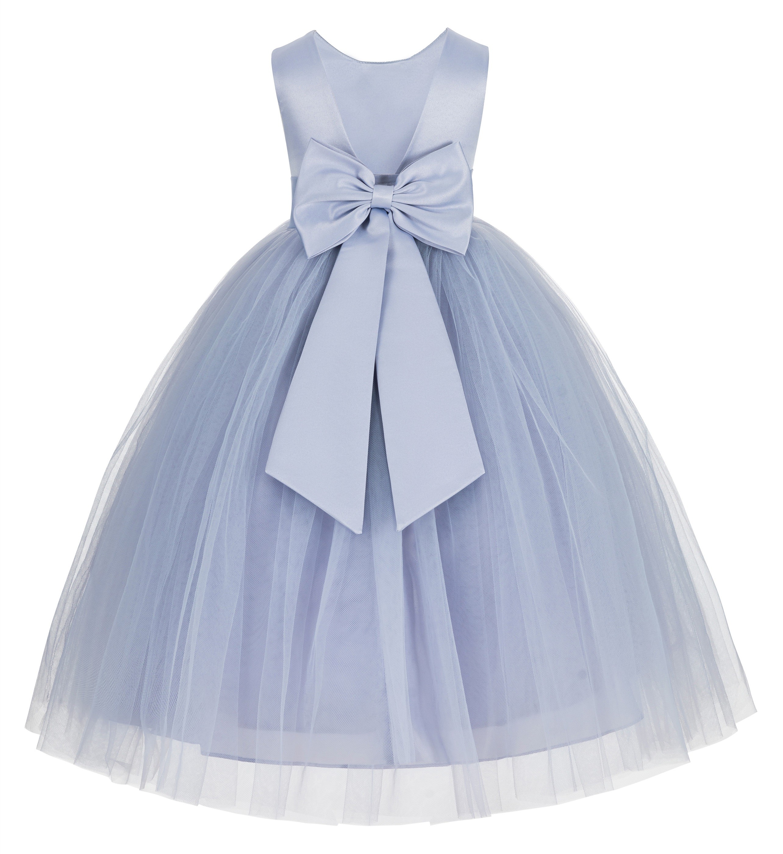 Dusty Lavender V-Back Satin Flower Girl Dress 219T