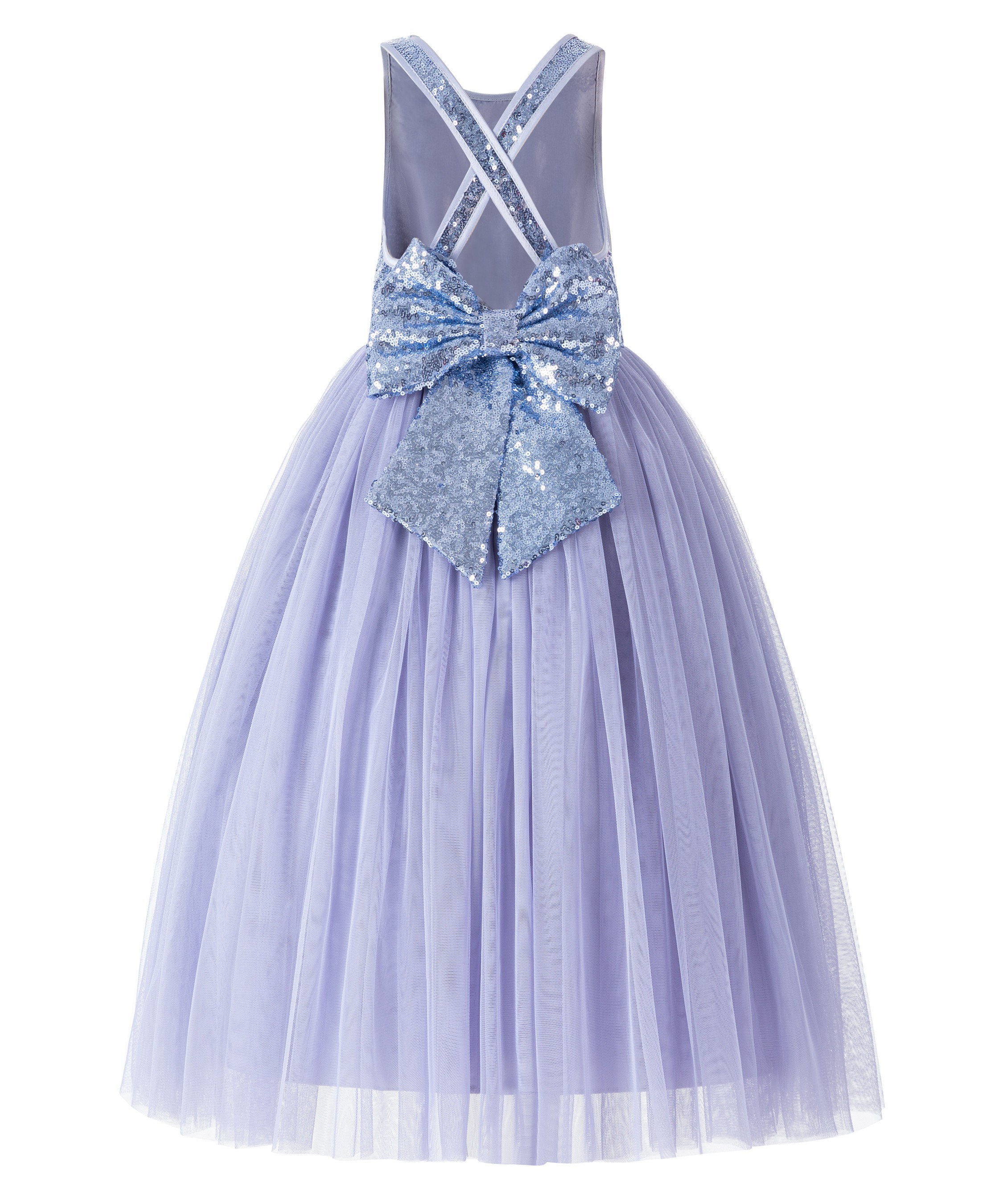 Dusty Lavender Crossed Straps A-Line Flower Girl Dress 177