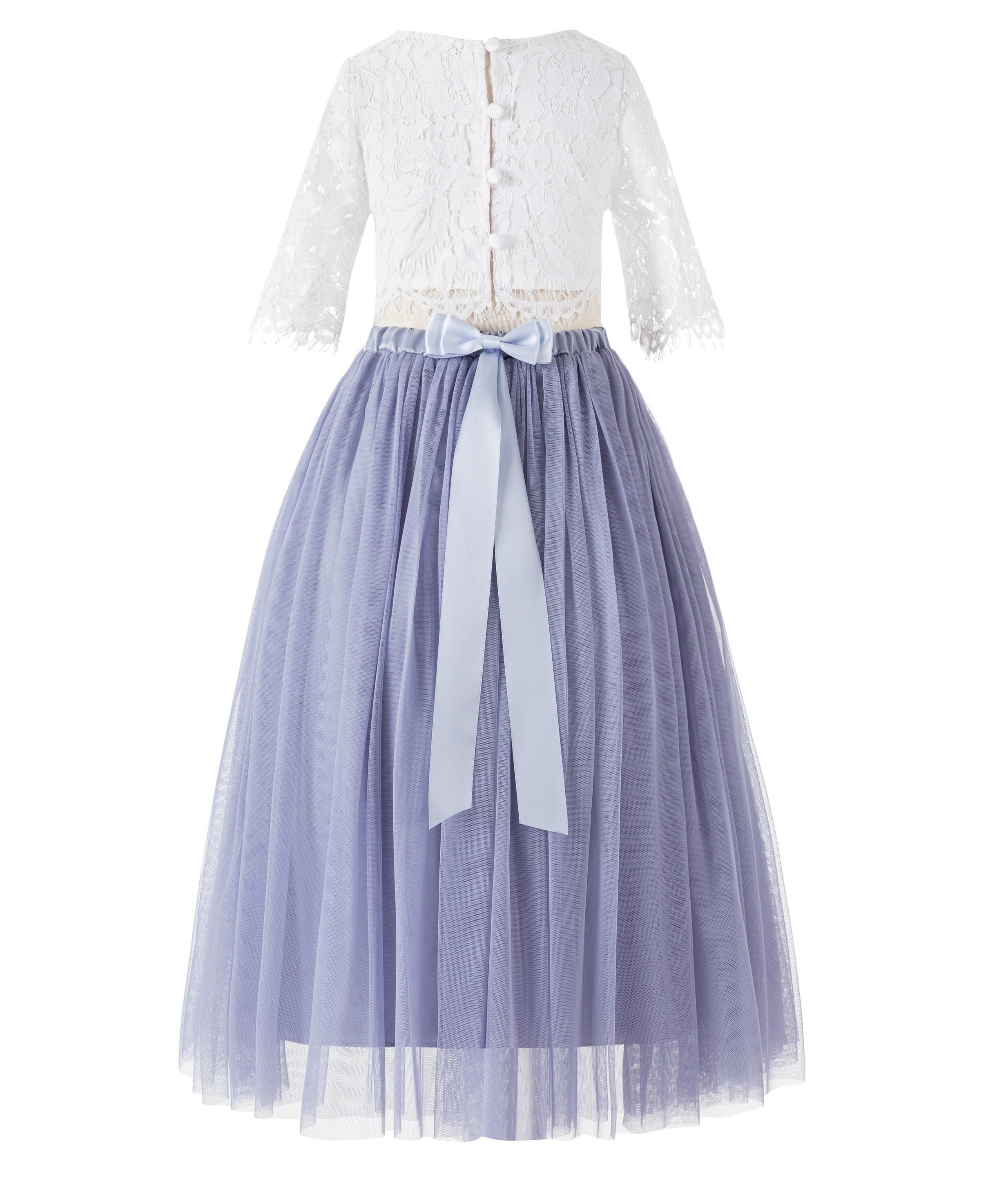 Dusty Lavender Eyelash Lace Flower Girl Dress A-Line Tulle Dress LG5