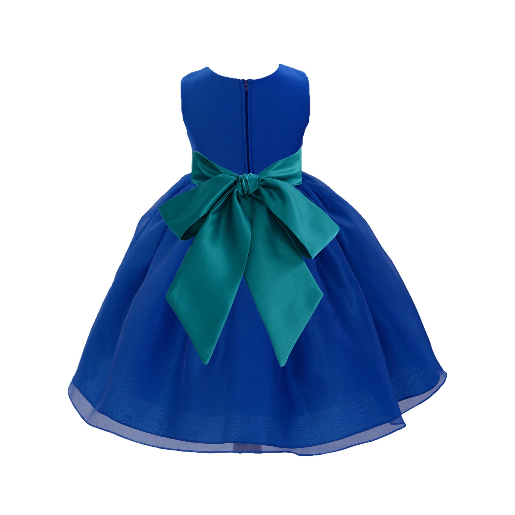 Royal Blue/Oasis Satin Bodice Organza Skirt Flower Girl Dress Birthday 841S