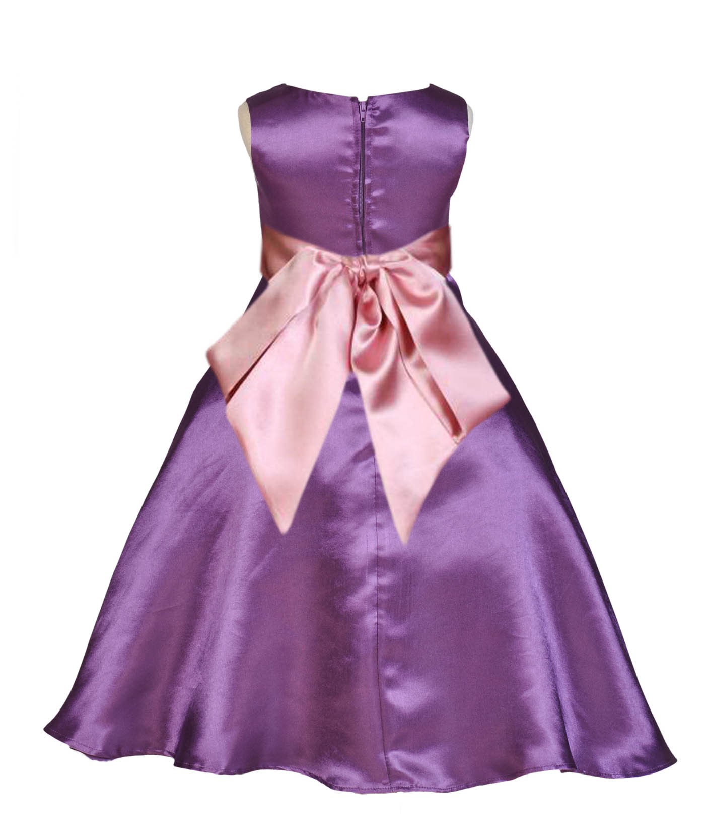 Purple/Dusty Rose A-Line Satin Flower Girl Dress Party Recital 821S