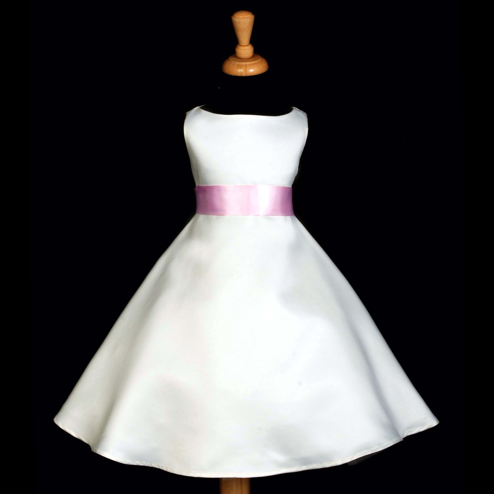 White/Dusty Rose A-Line Satin Flower Girl Dress Wedding Bridal 821S