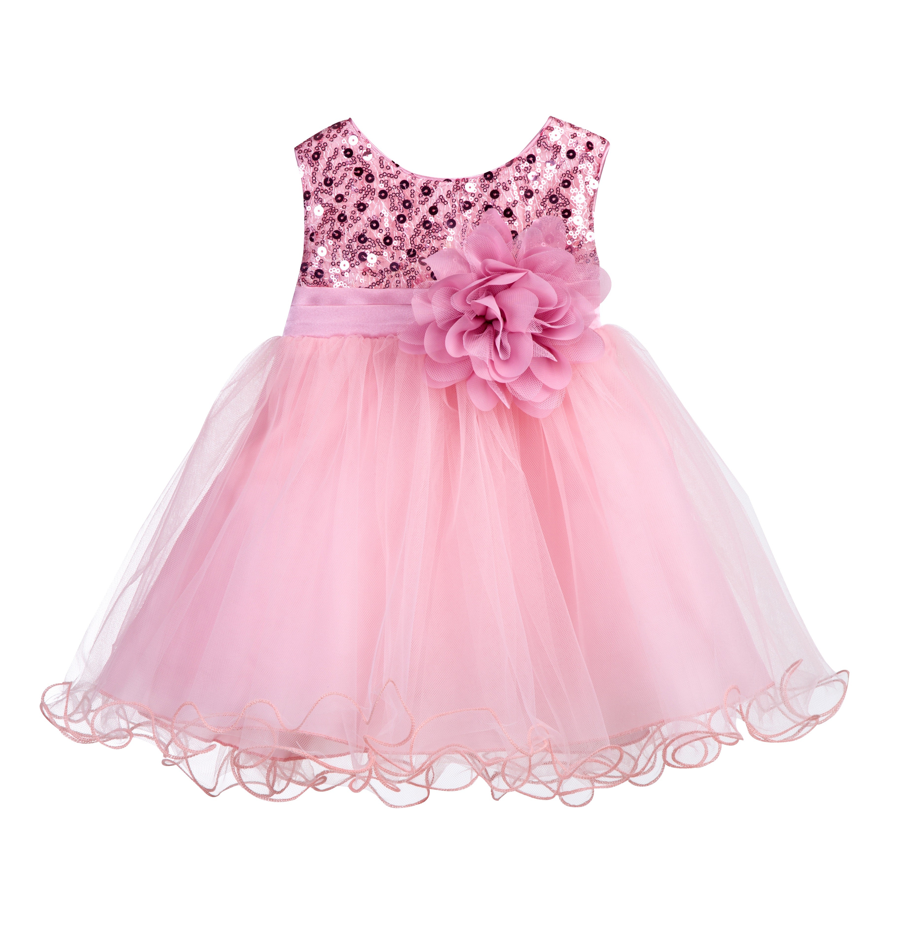 Dusty Rose Glitter Sequin Tulle Flower Girl Dress Formal Princess B-011NF