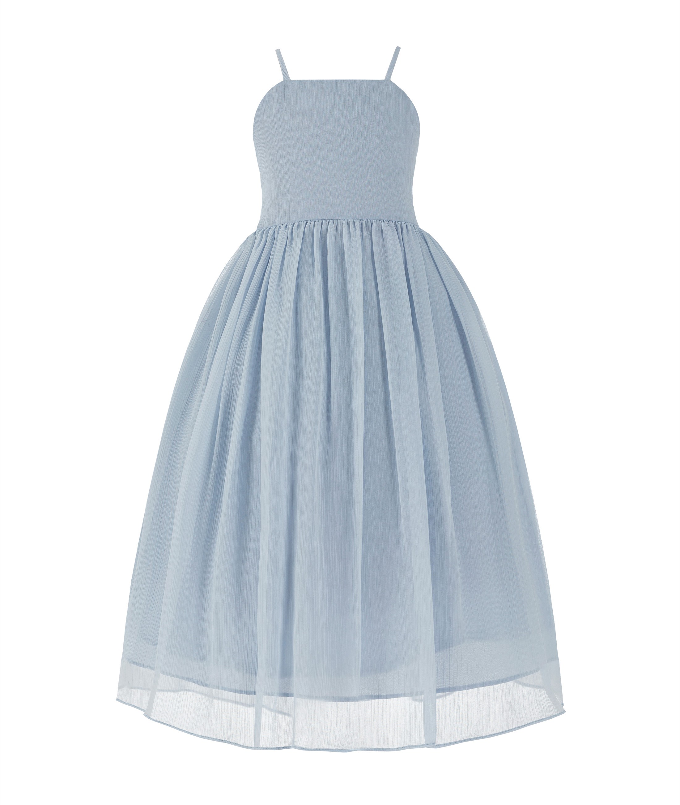Dusty Blue Criss Cross Chiffon Flower Girl Dress Summer Dresses 191