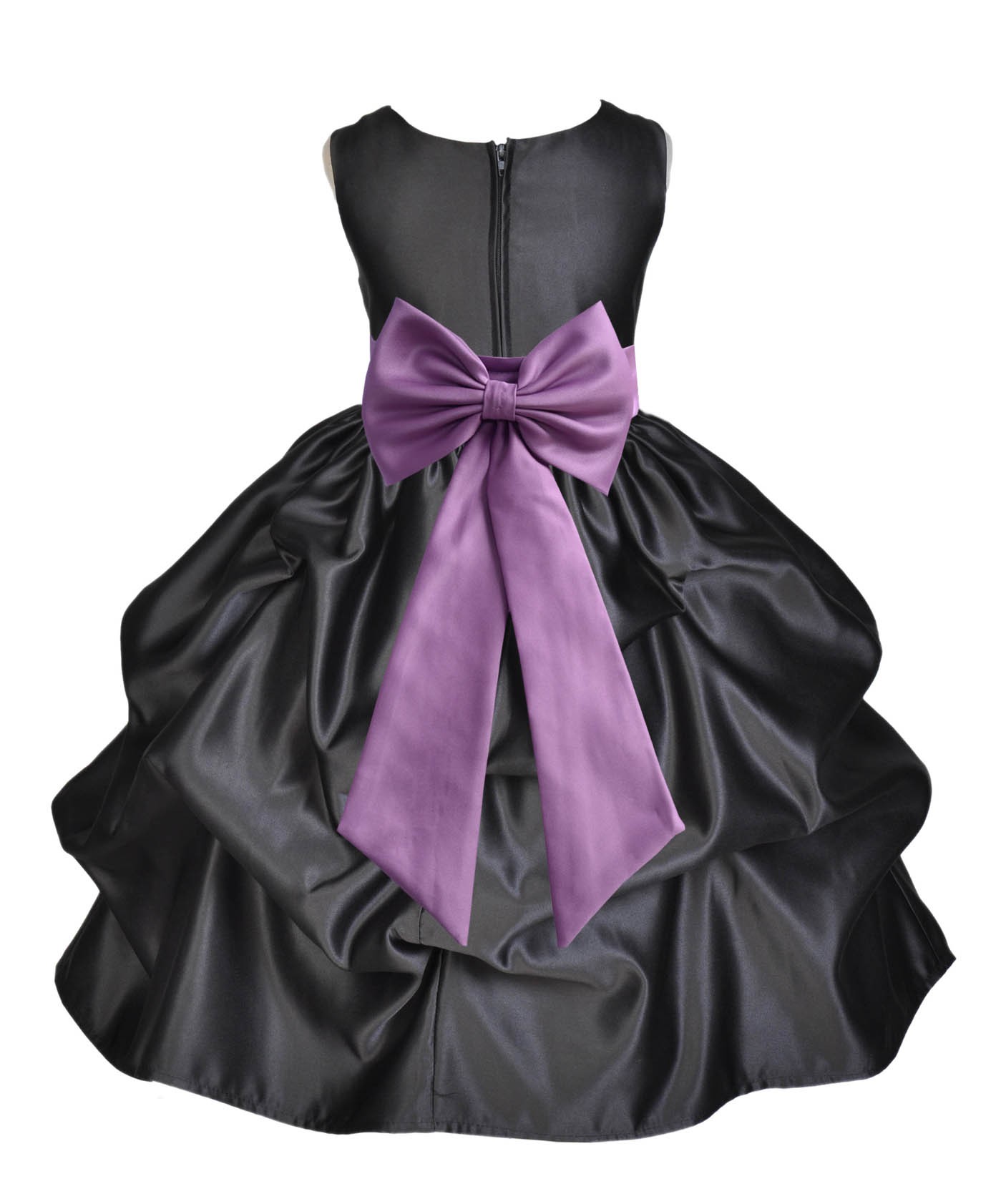 Black/Wisteria Satin Pick-Up Flower Girl Dress Formal 208T