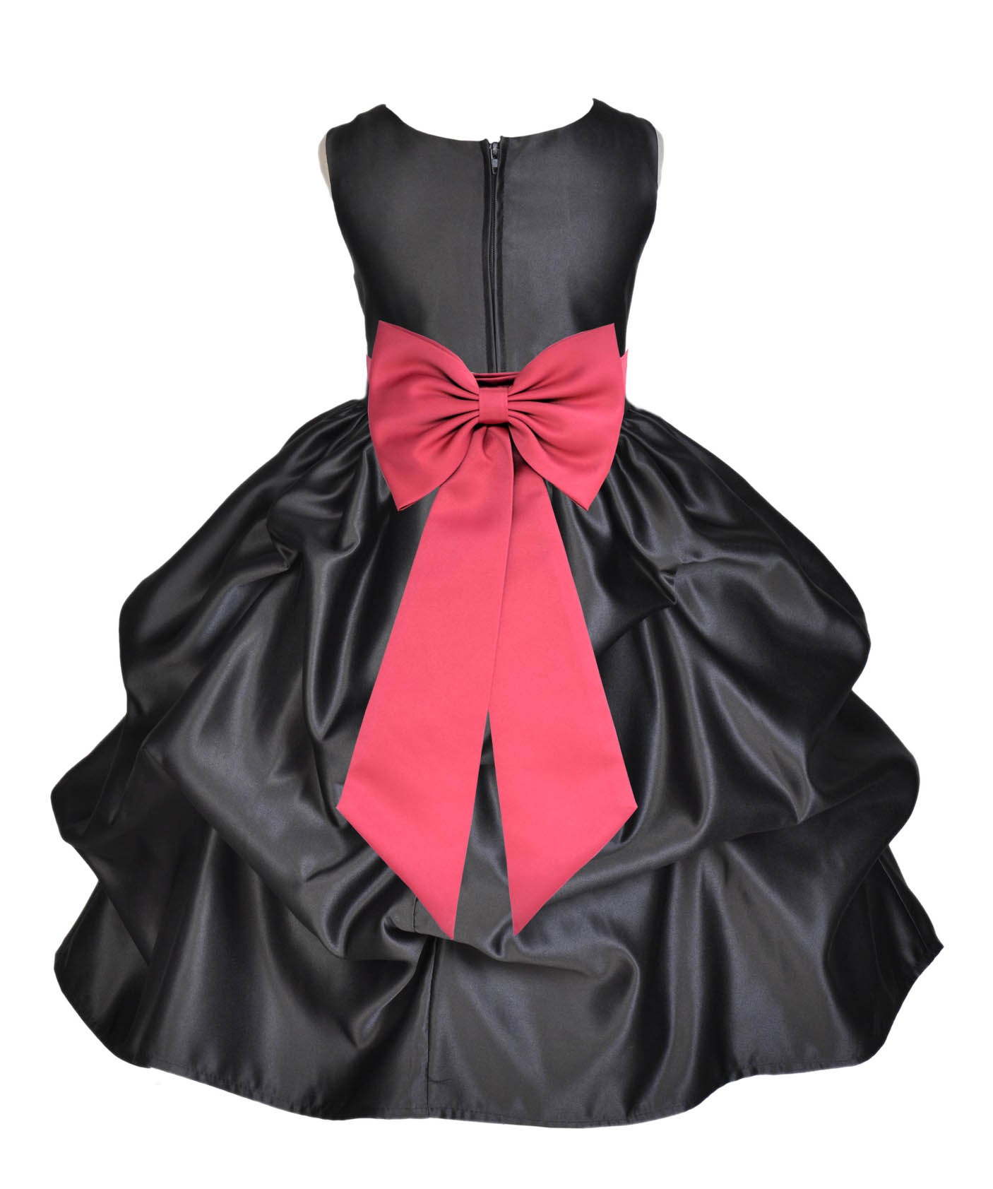 Black/Watermelon Satin Pick-Up Flower Girl Dress Formal 208T