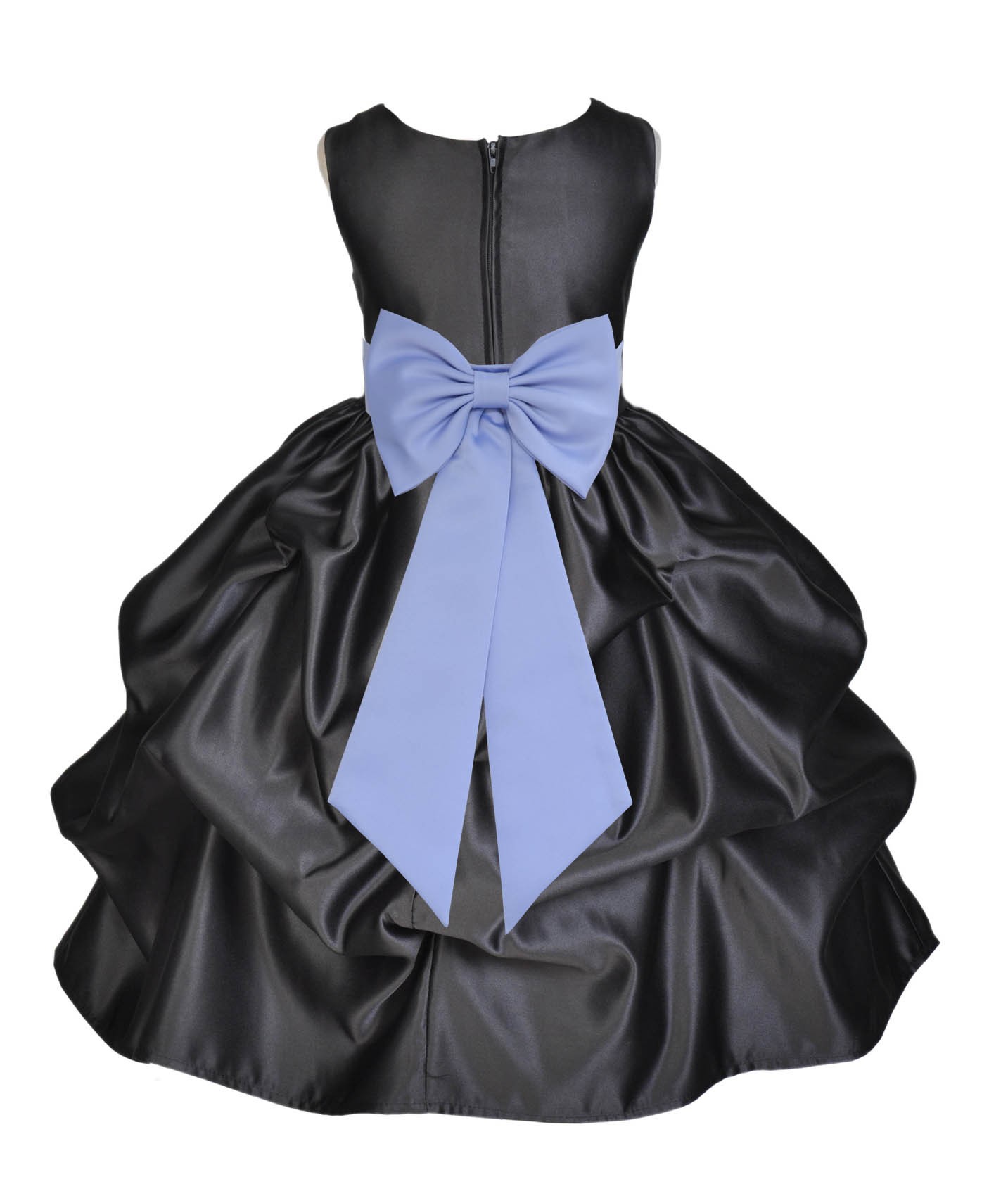 Black/Bluebird Satin Pick-Up Flower Girl Dress Formal 208T