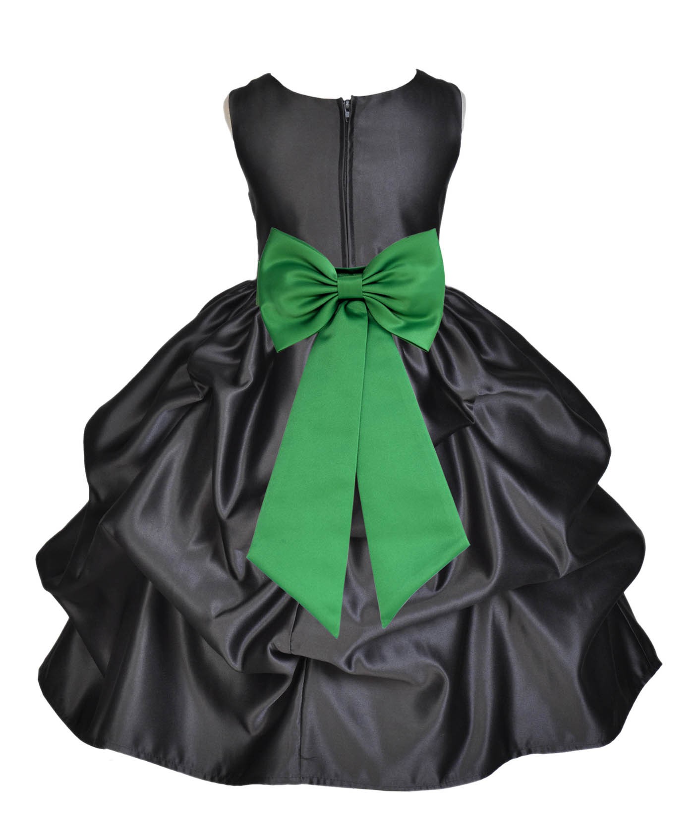Black/Lime Satin Pick-Up Flower Girl Dress Formal 208T