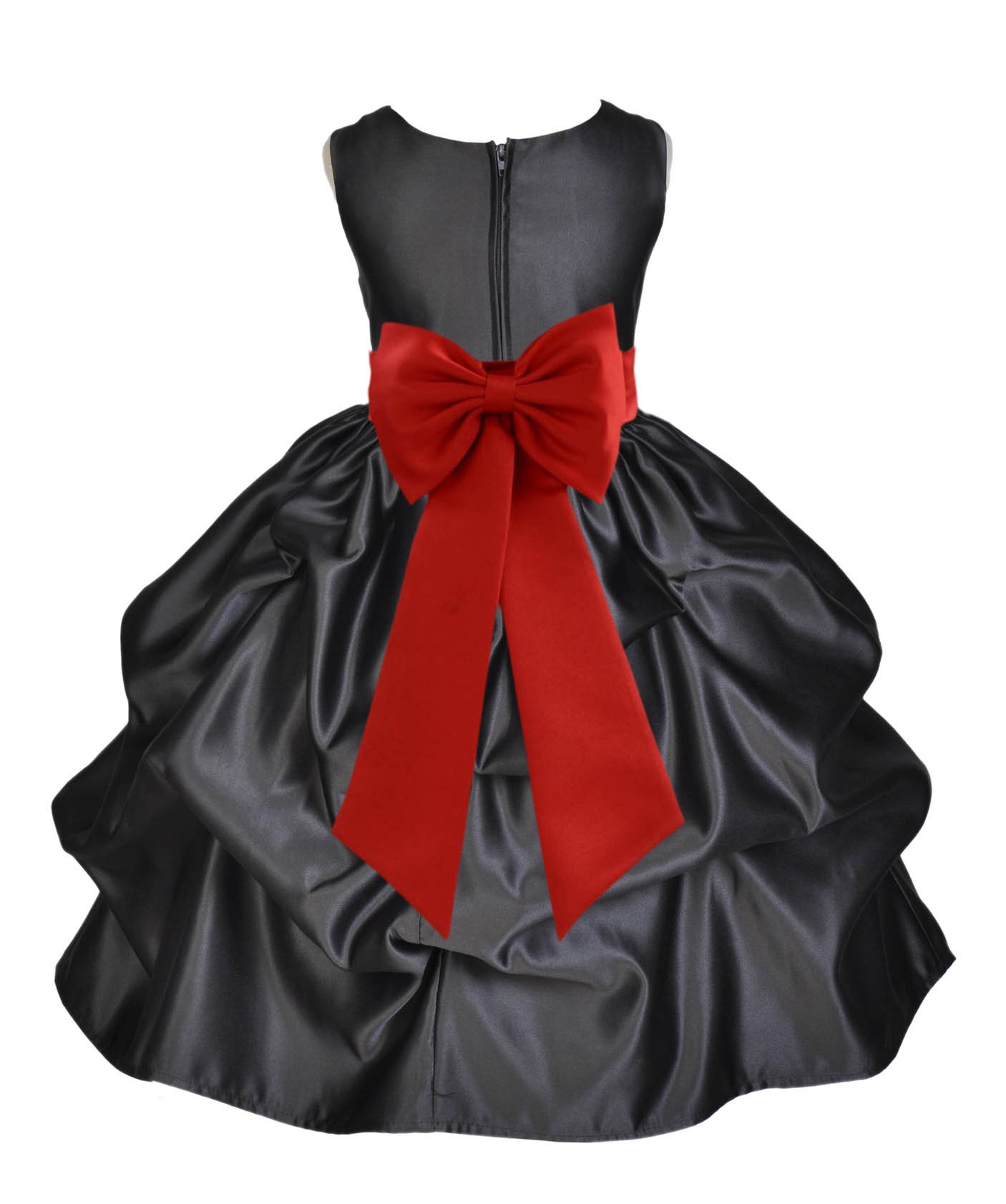 Black/Persimmon Satin Pick-Up Flower Girl Dress Formal 208T