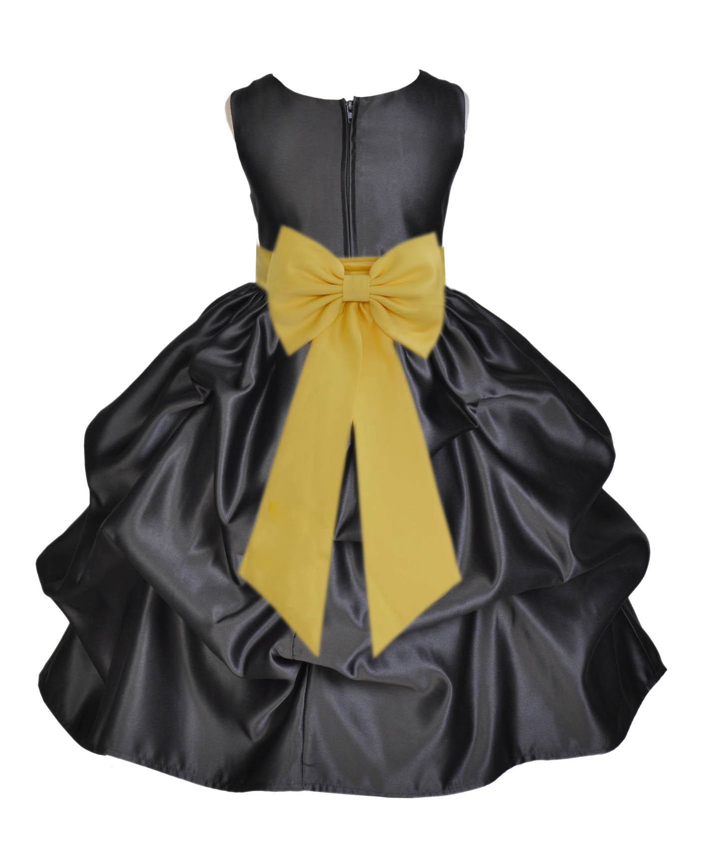 Black/Sunbeam Satin Pick-Up Flower Girl Dress Formal 208T