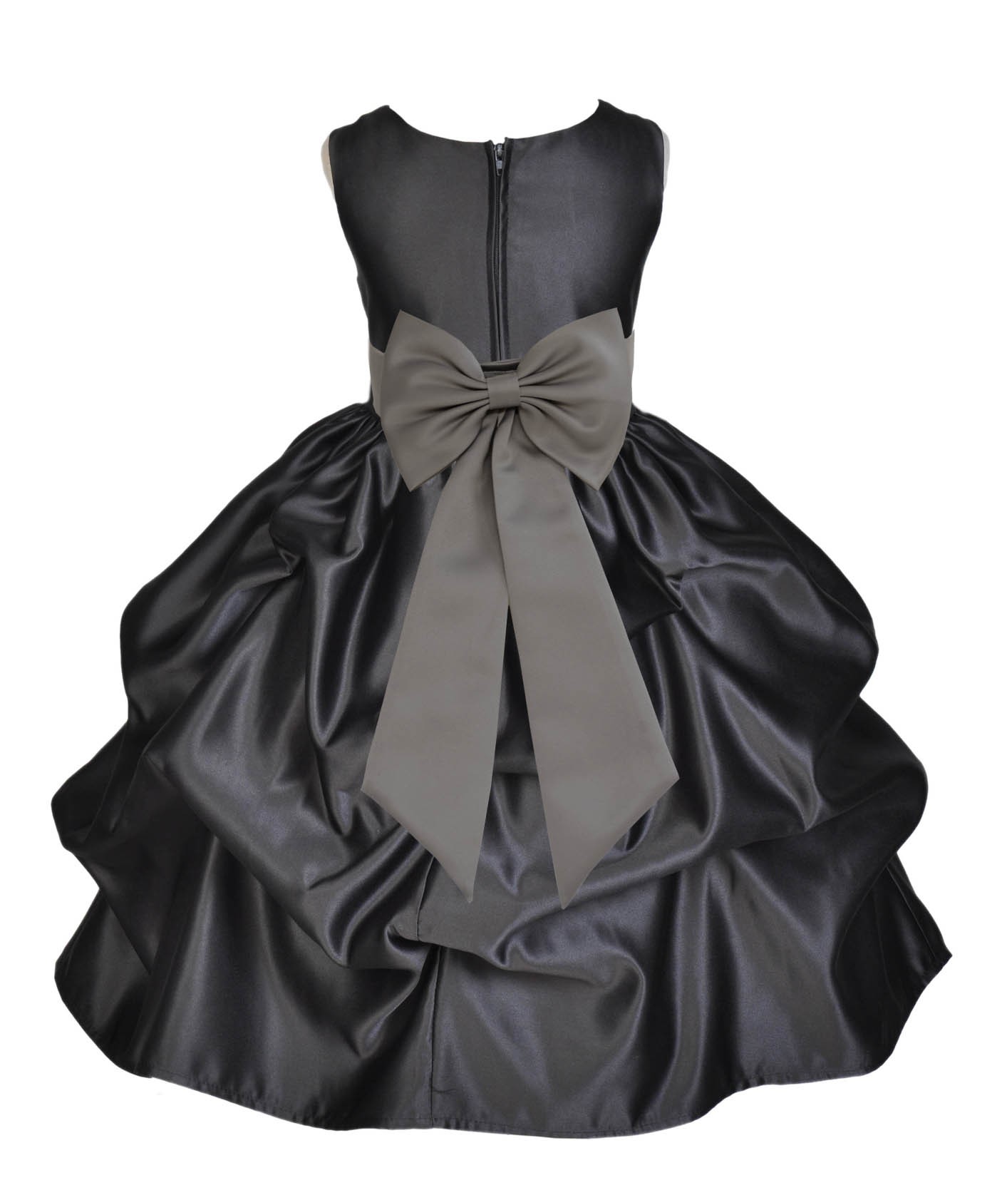 Black/Mercury Satin Pick-Up Flower Girl Dress Formal 208T