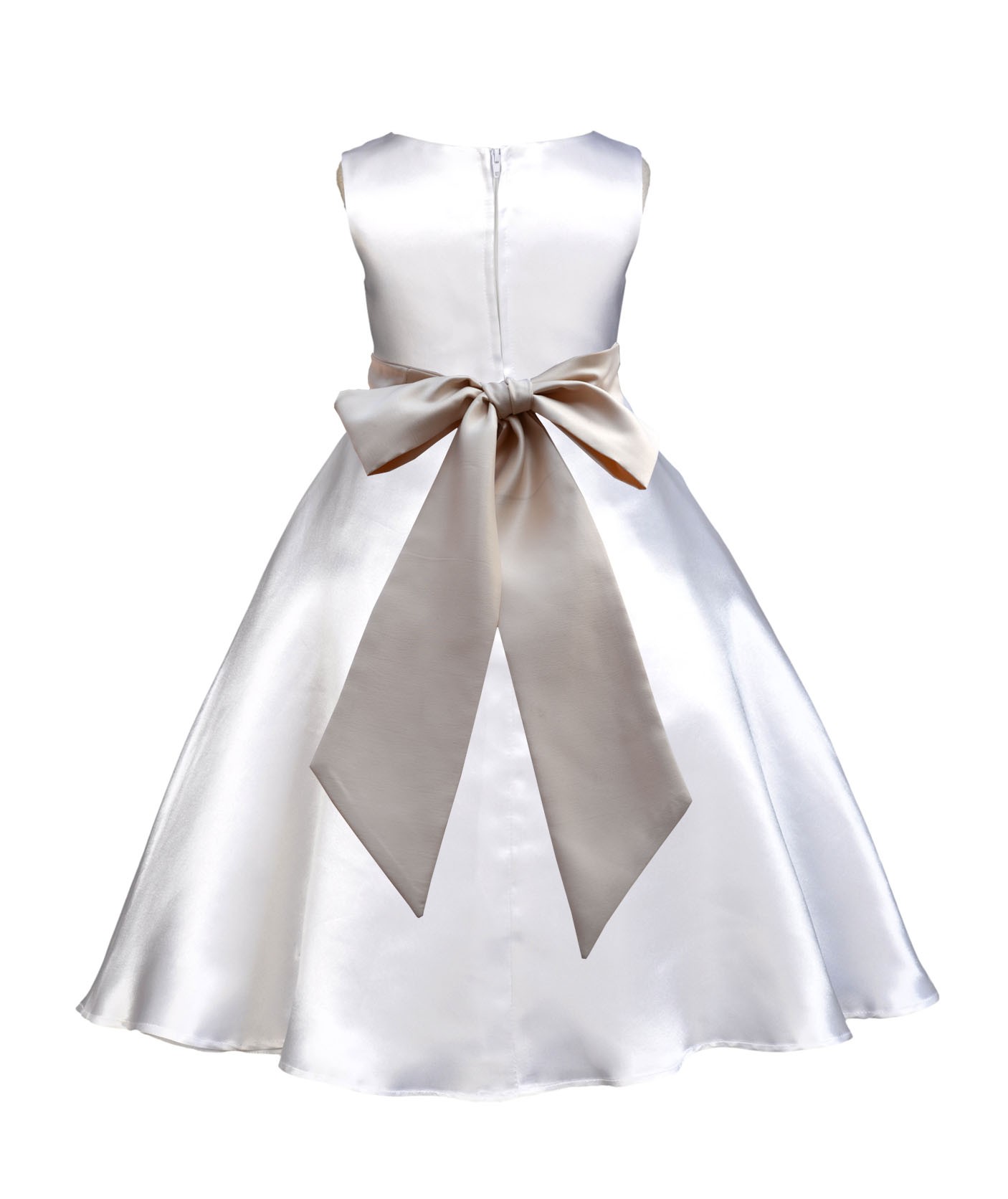 White/Champagne A-Line Satin Flower Girl Dress Wedding Bridal 821S