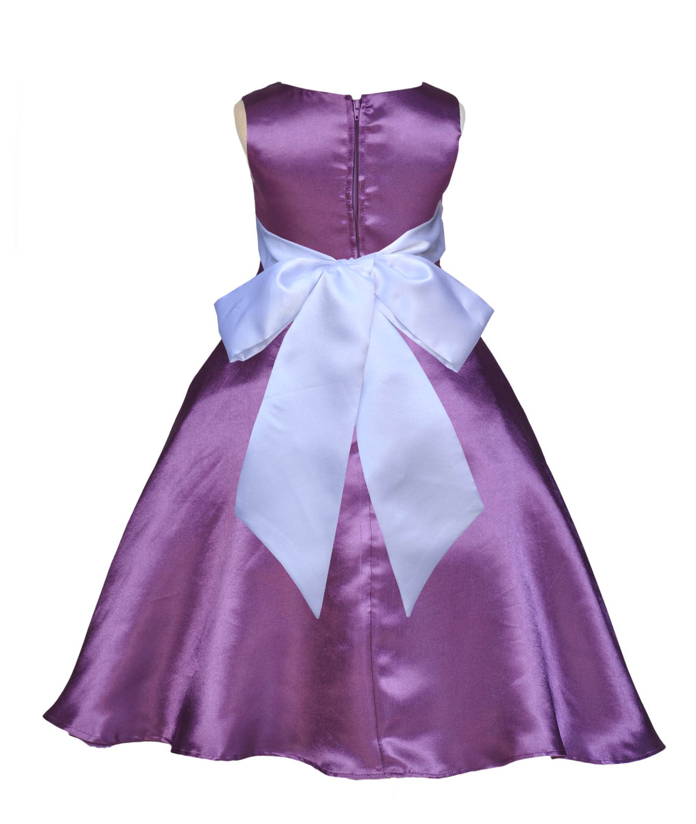 Purple/White A-Line Satin Flower Girl Dress Party Recital 821S