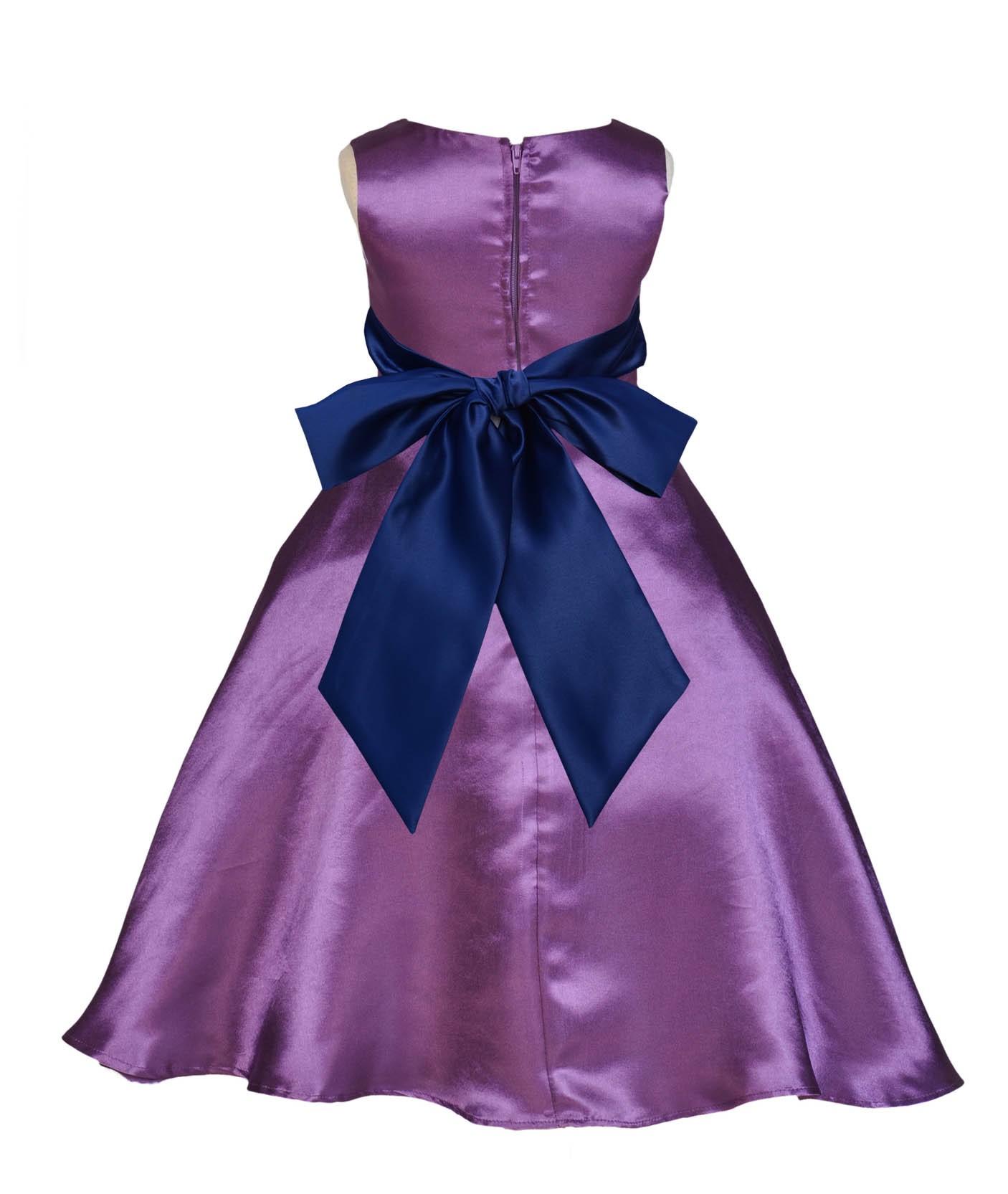 Purple/Navy A-Line Satin Flower Girl Dress Party Recital 821S