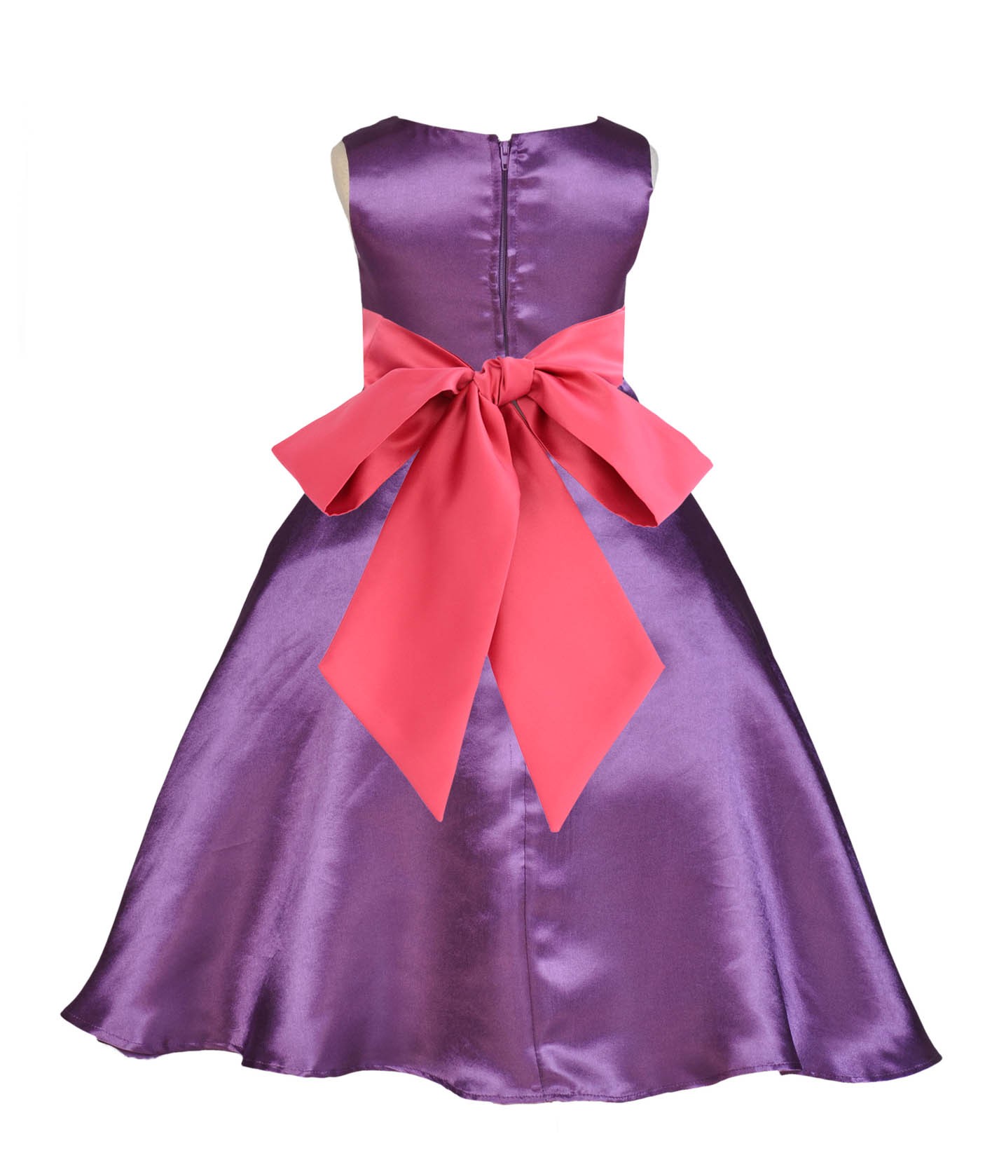 Purple/Watermelon A-Line Satin Flower Girl Dress Party Recital 821S